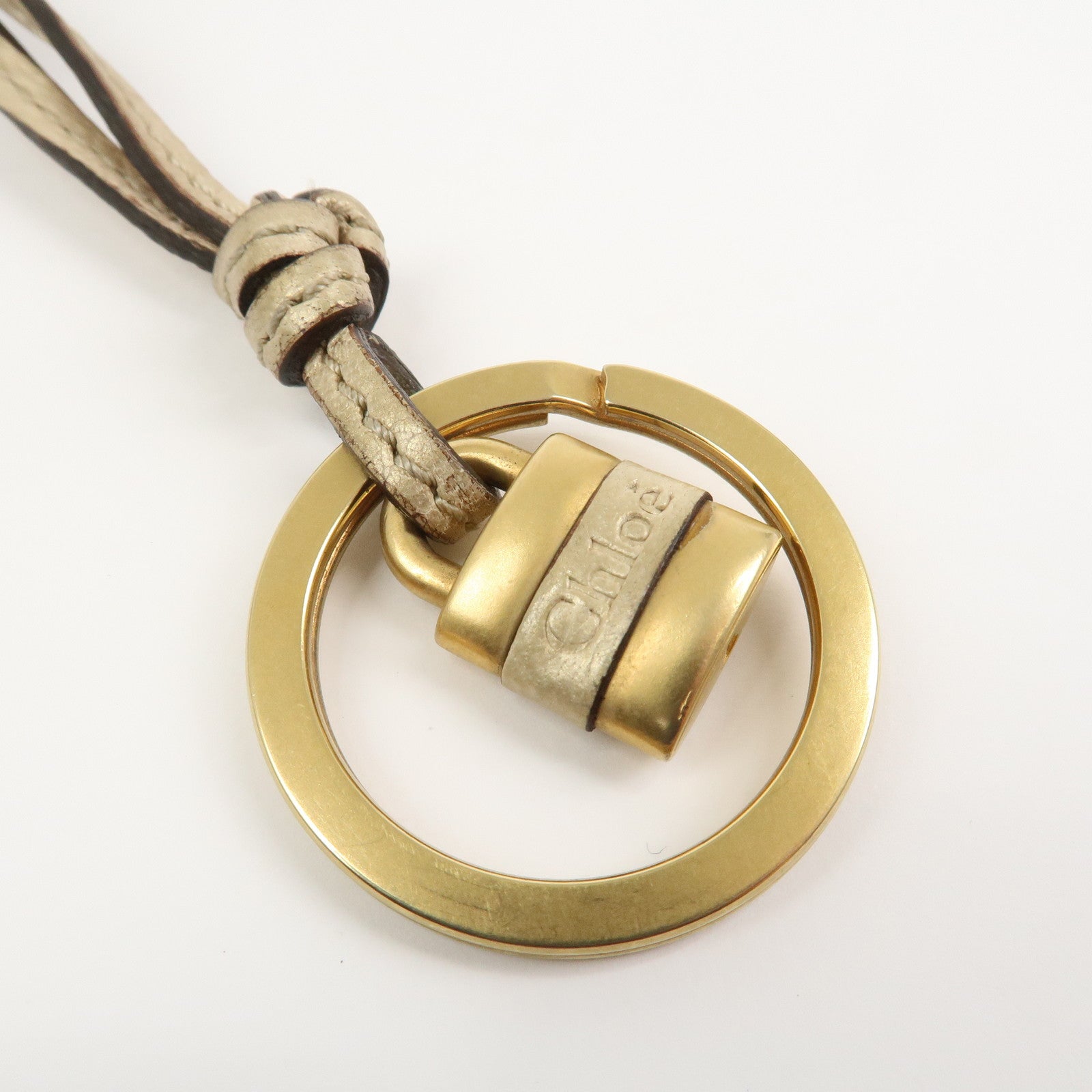 Chloe Padington Set of 2 Leather Long Wallet Key Case Gold Black