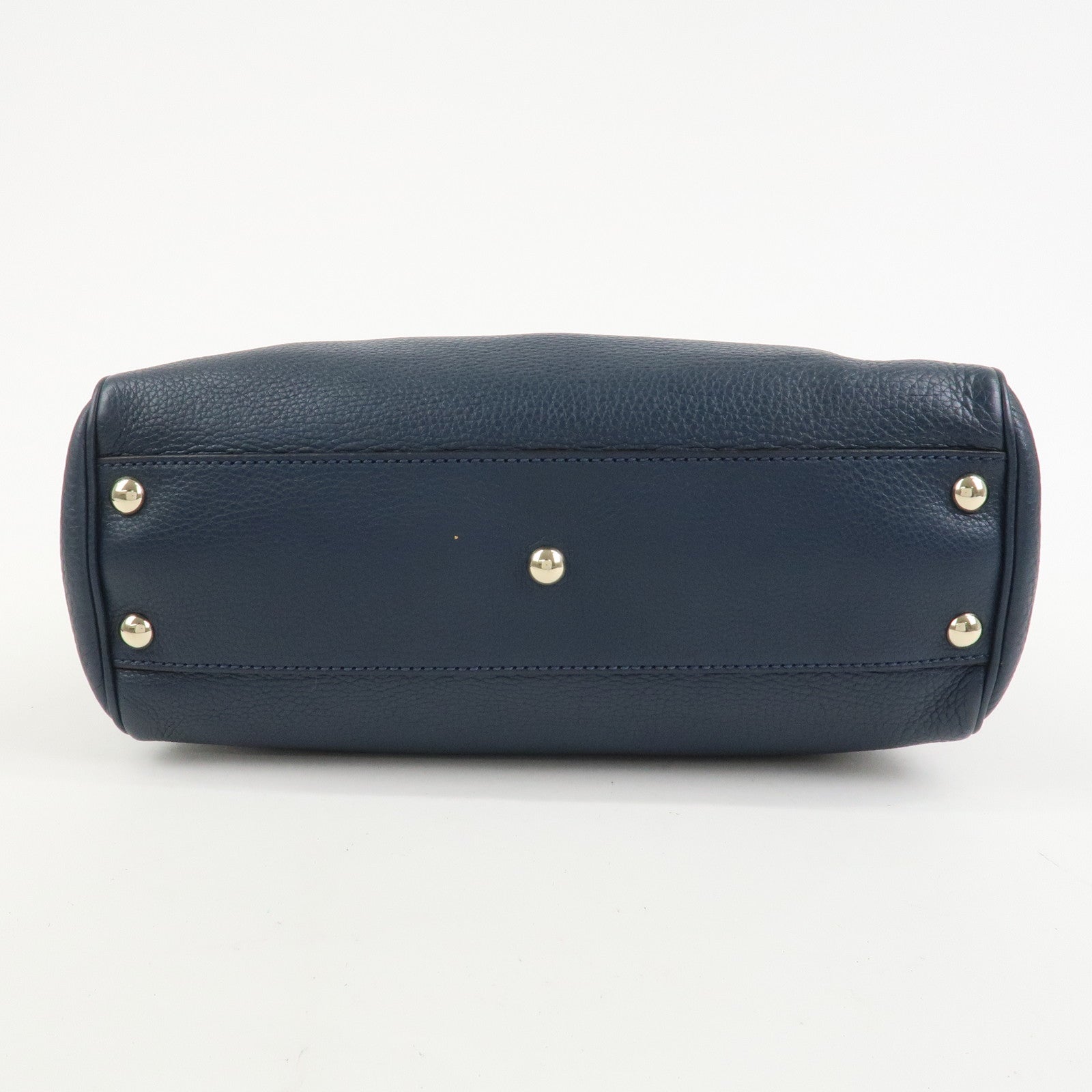 GUCCI Bamboo Shopper Small Leather 2Way Hand Bag Navy 336032