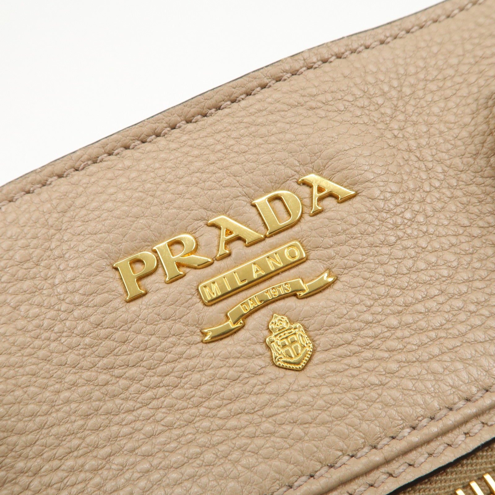 PRADA Logo Leather 2Way Shoulder Bag Hand Bag Pink Beige 1BG044