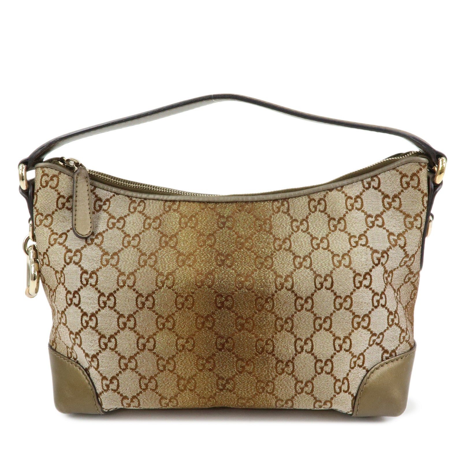 GUCCI Bamboo Heartbit GG Canvas Leather Shoulder Bag Brown 269959