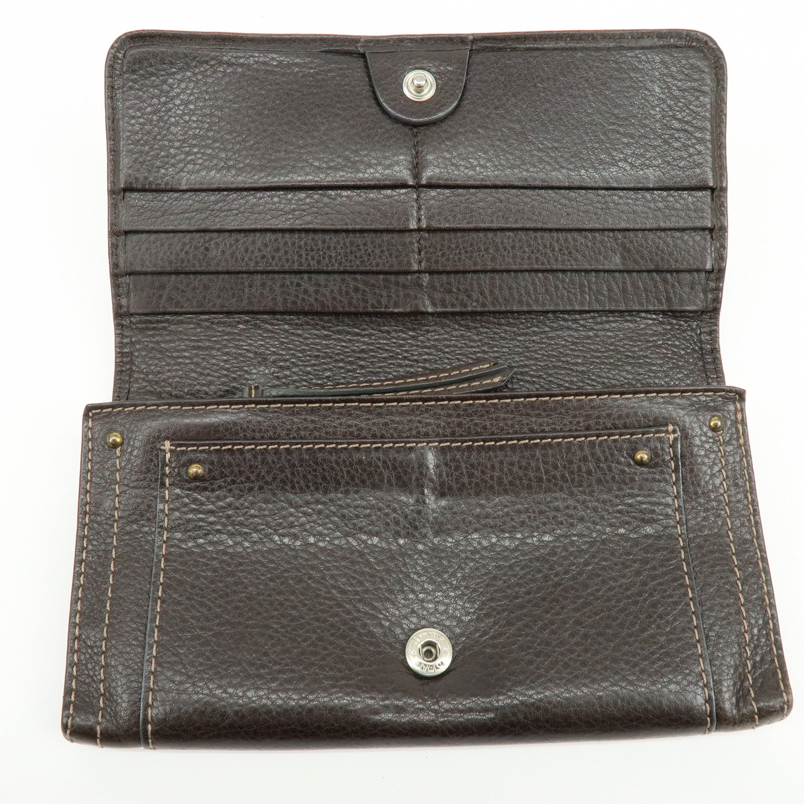 Chloe Paddington Leather Long Flap Wallet Dark Brown