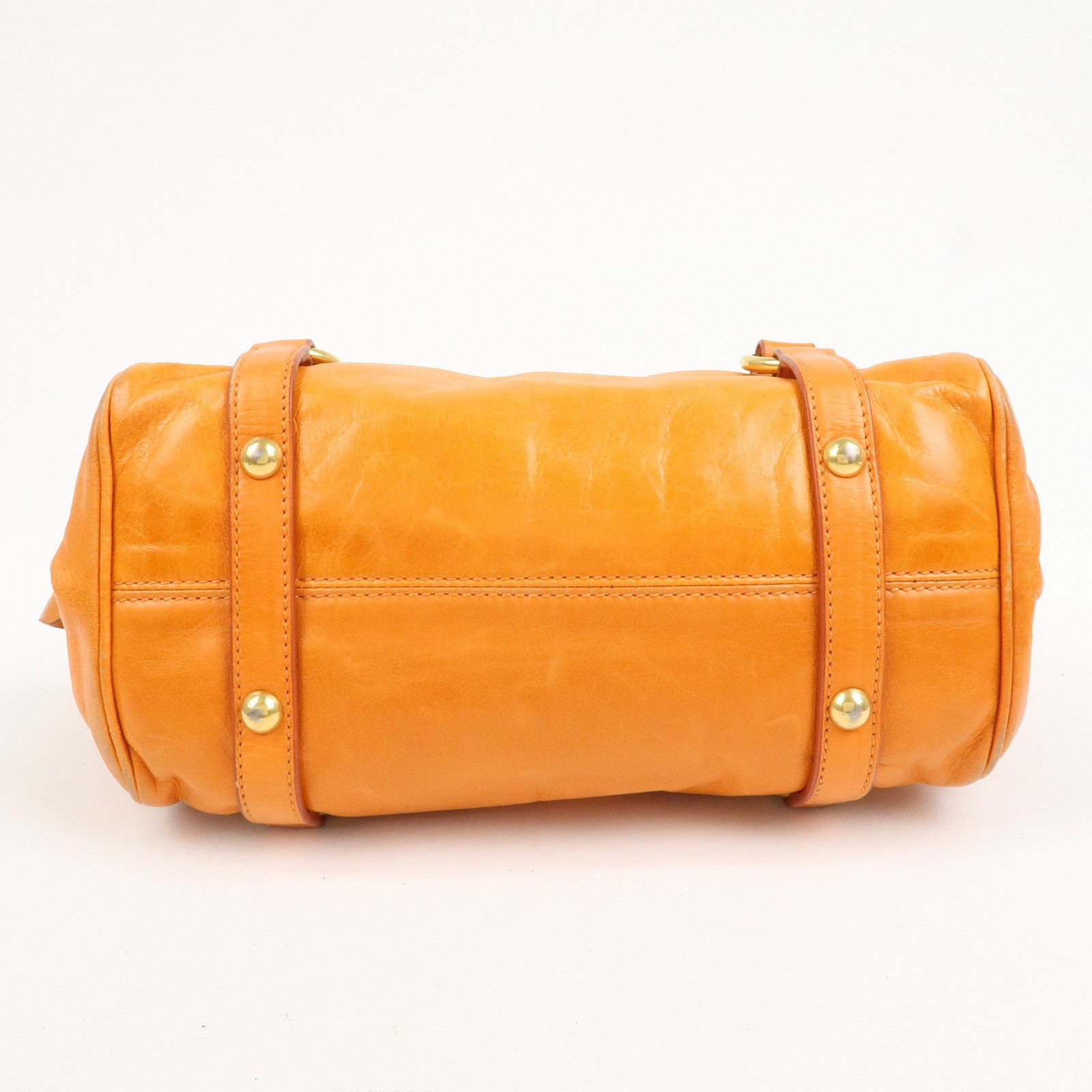 MIU MIU Leather 2Way Bag Hand Bag Shoulder Bag Orange RT0438
