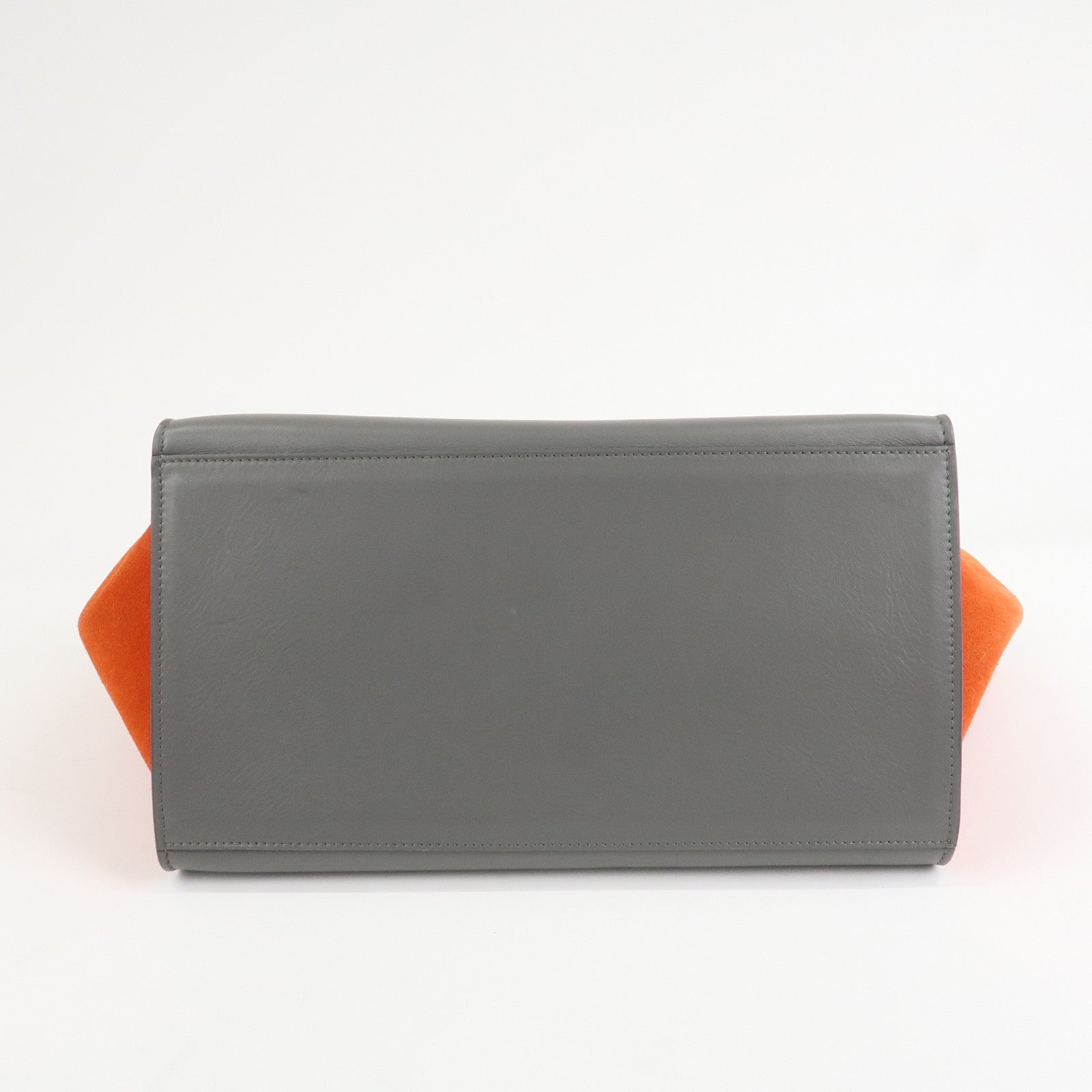 CELINE Trapeze Leather Suede 2Way Hand Shoulder Bag Black Orange