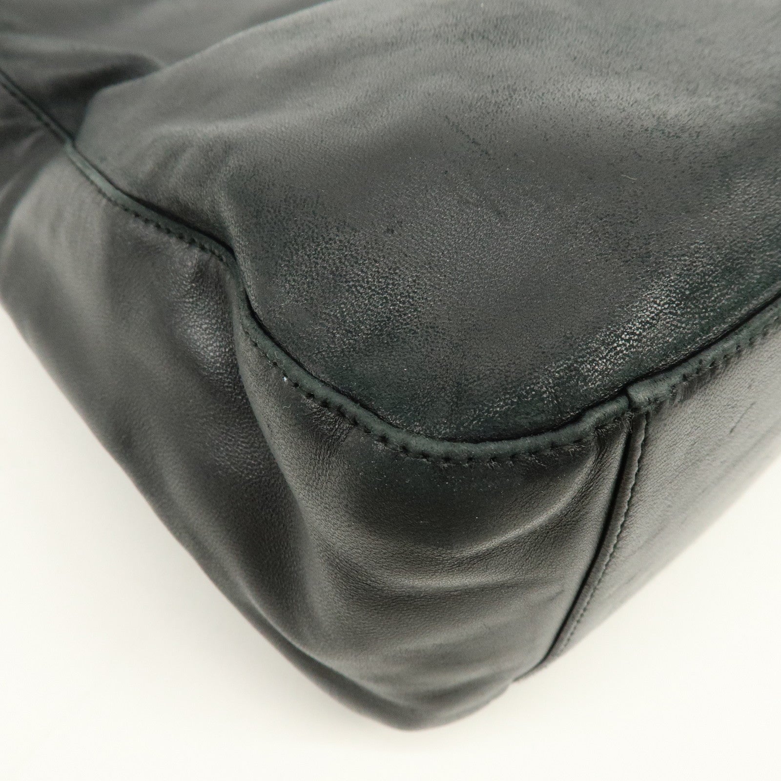 PRADA Leather Plastic Hobo Shoulder Bag Hand Bag Black