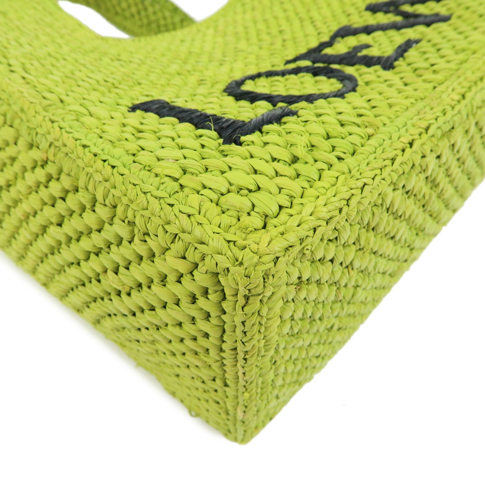 LOEWE Font Tote Bag Raffia Leather 2Way Shoulder Bag Green