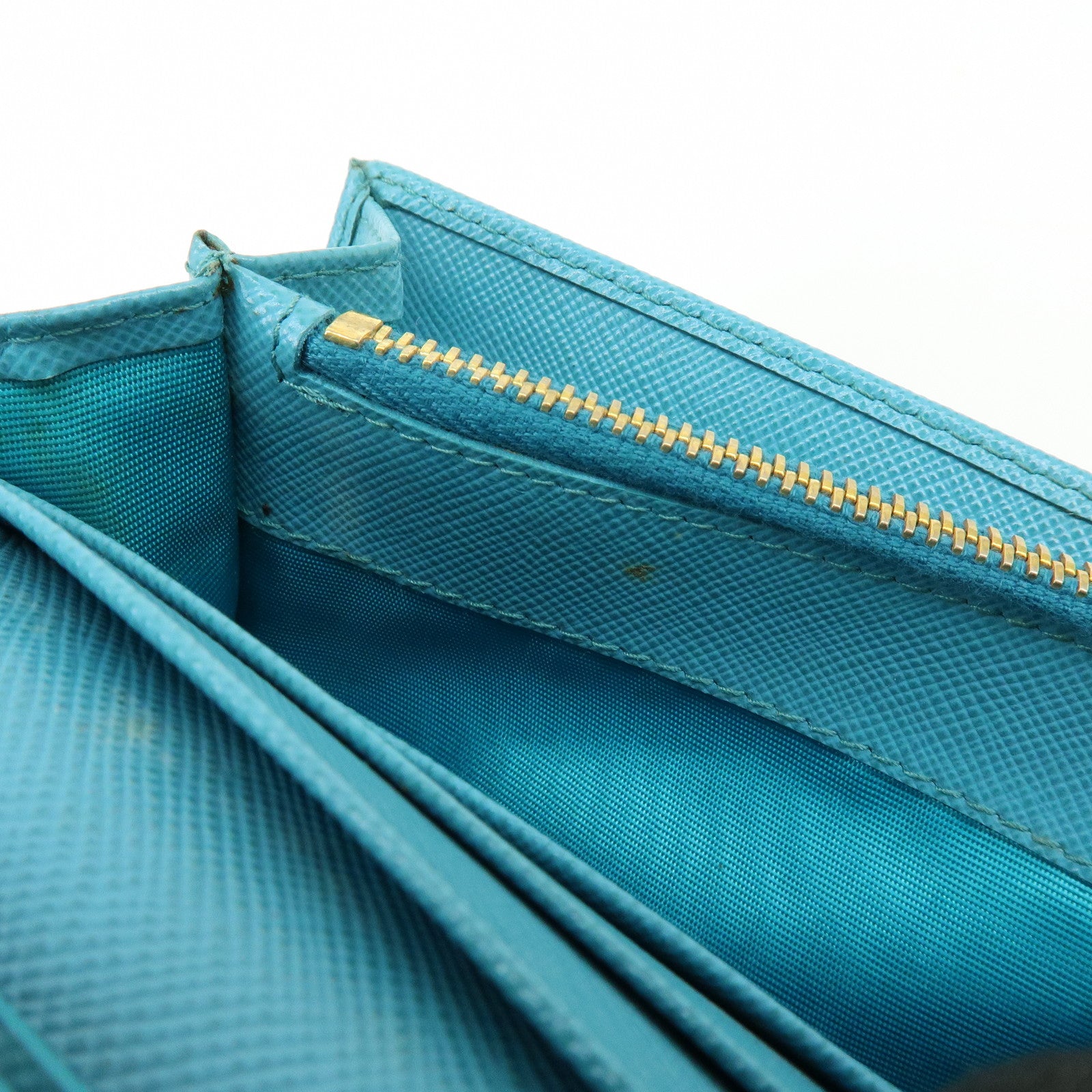 PRADA Saffiano Leather Chain Wallet Shoulder Bag Blue 1M1290