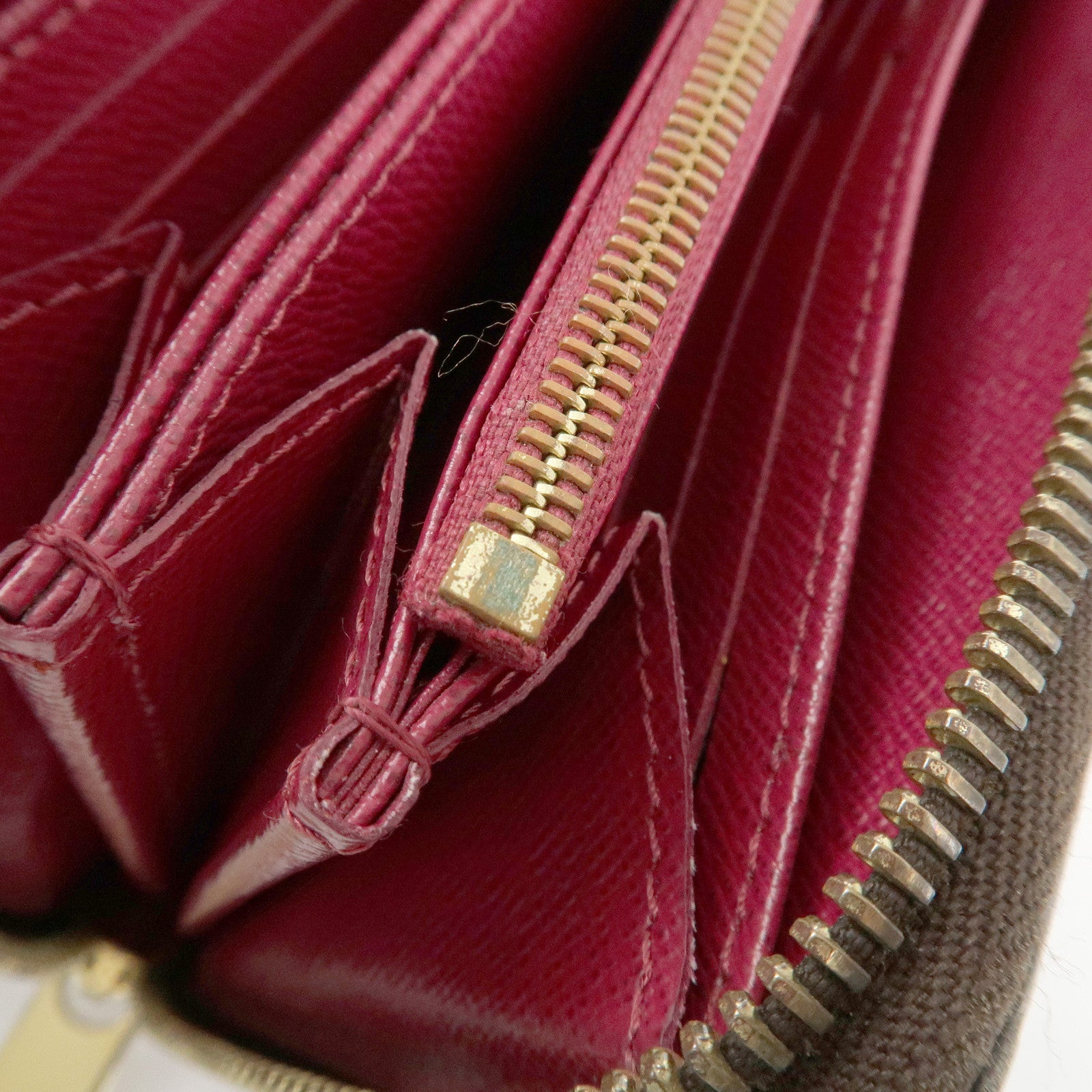 Louis Vuitton Monogram Zippy Long Wallet Brown Fuchsia M41895 Used