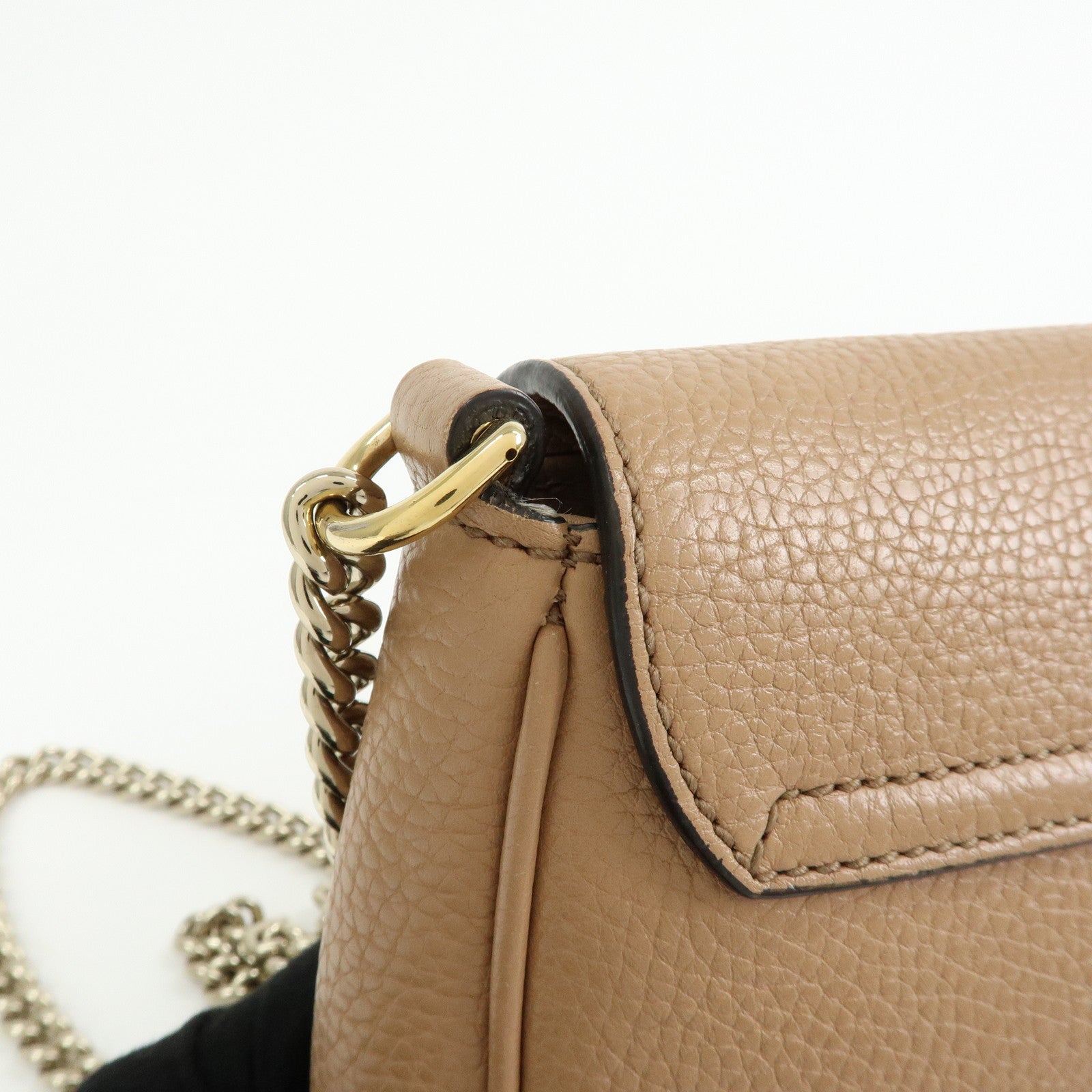 GUCCI SOHO Leather Chain Shoulder Bag Crossbody Bag Beige 536224