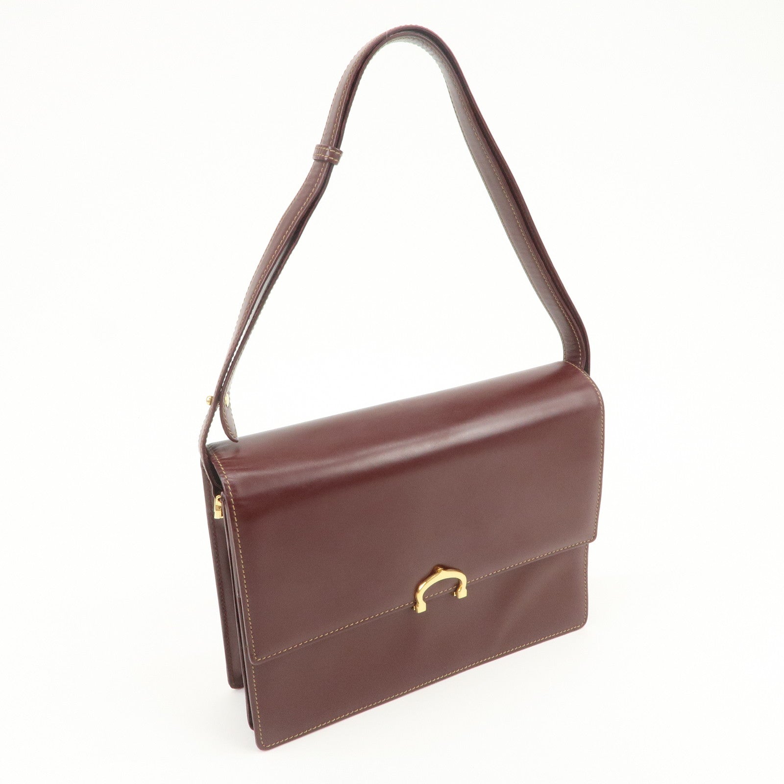 Cartier Must de Cartier Leather Shoulder Bag Hand Bag Bordeaux
