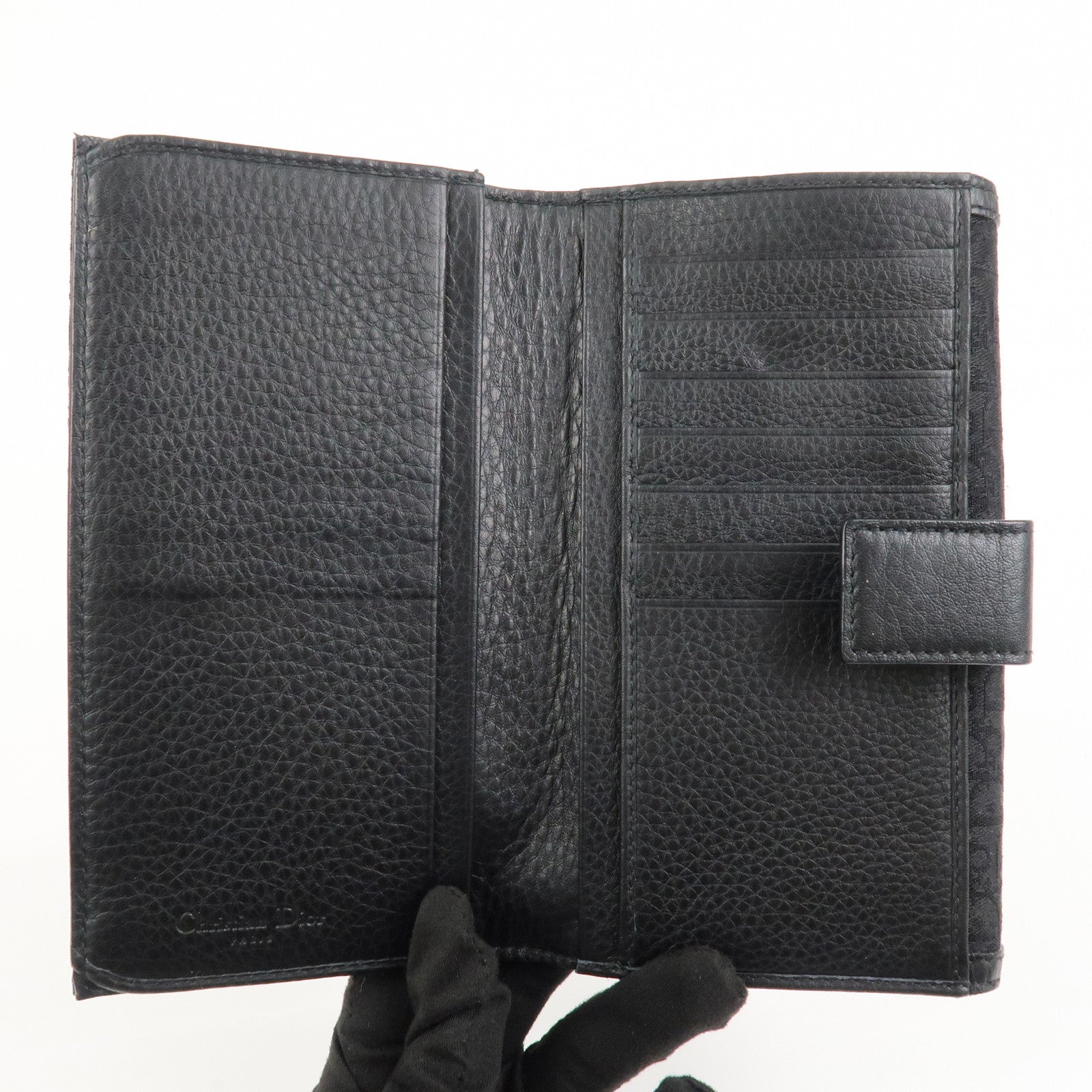 Christian Dior Trotter Canvas Leather Long Wallet Black