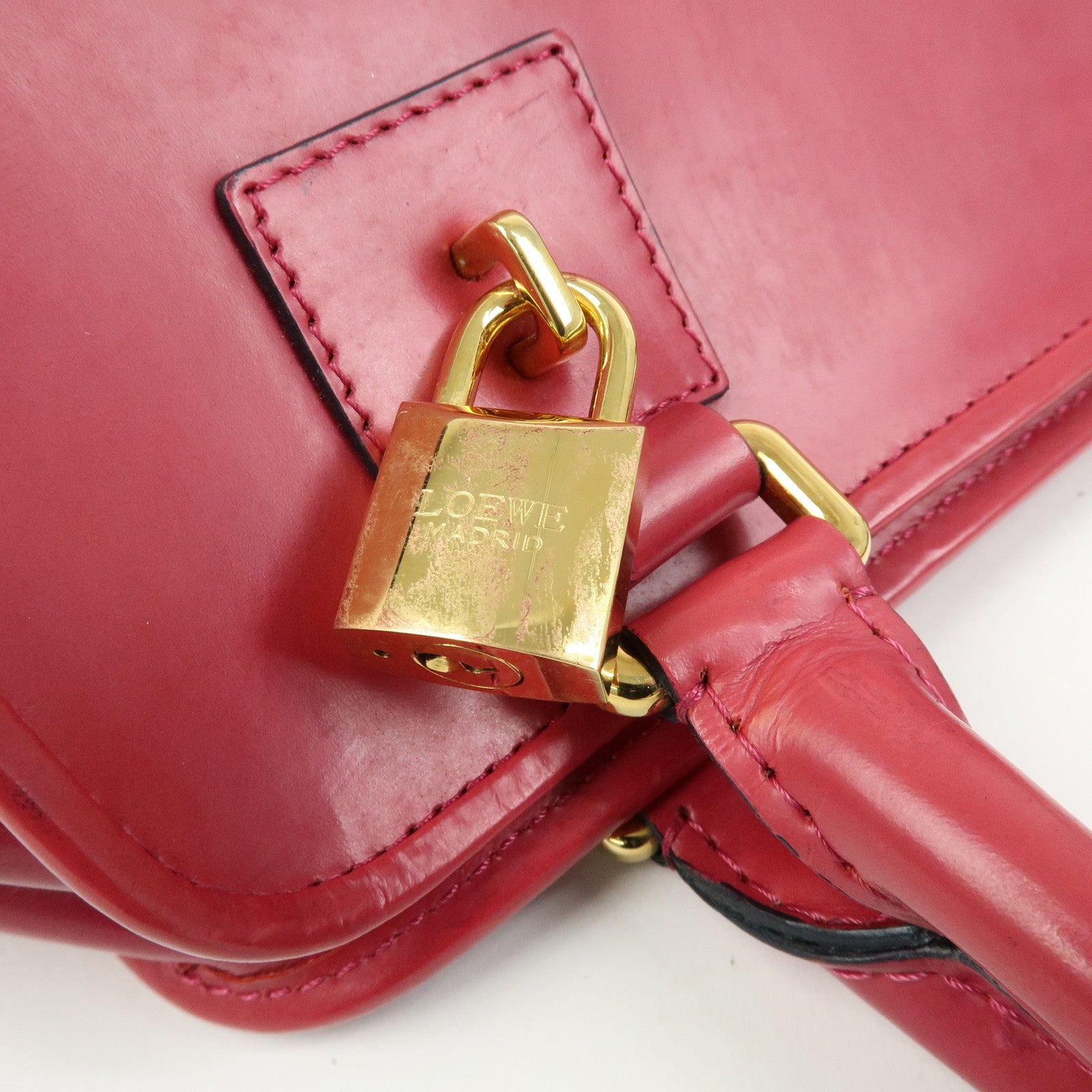 LOEWE Anagram Leather Amazona 28 Hand Bag Boston Bag Pink