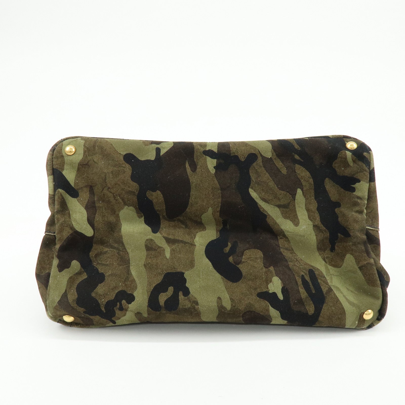 PRADA Canapa Triangle Logo Canvas Tote Bag Camouflage BN2020