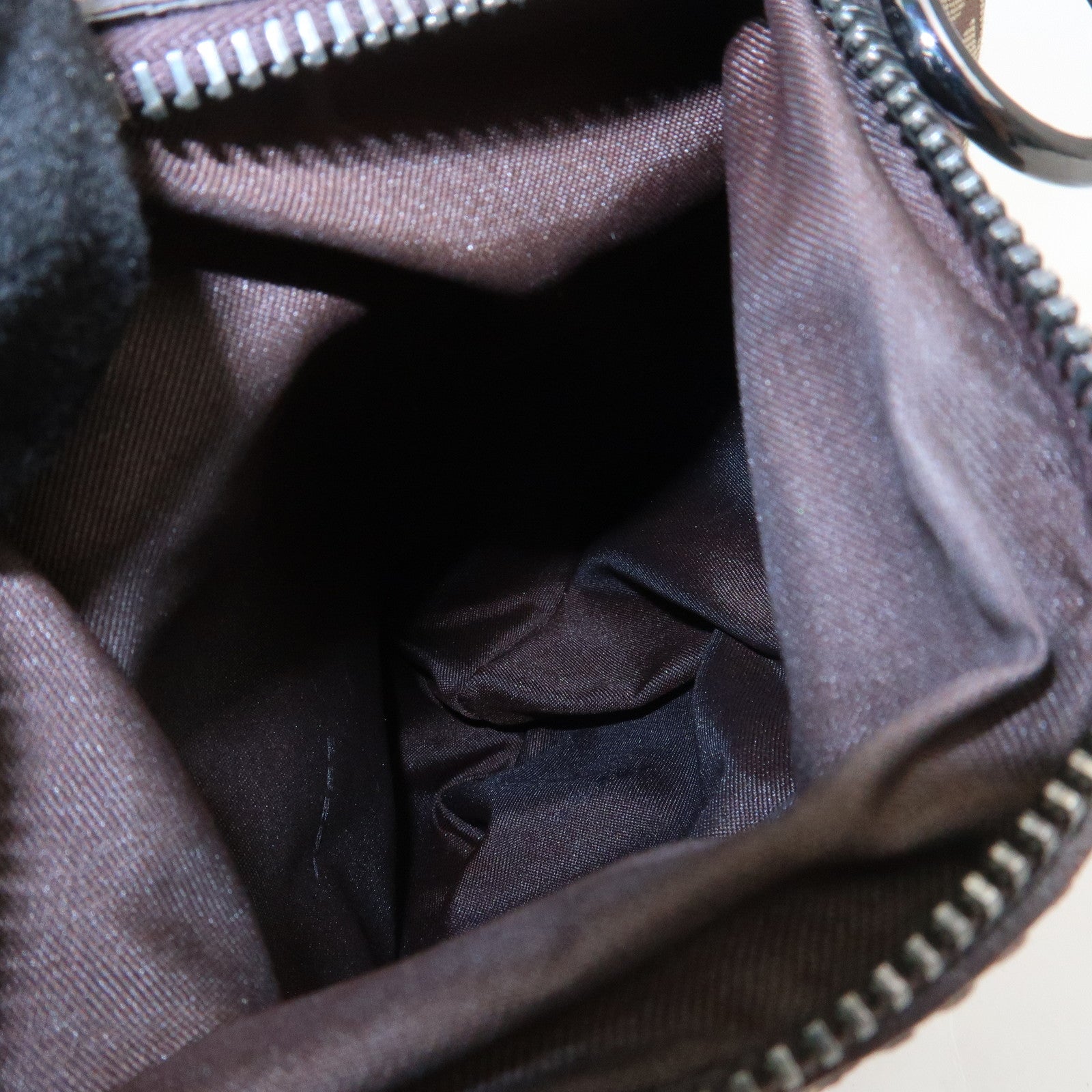 FENDI Zucchino Canvas Leather Shoulder Bag Hand Bag Brown
