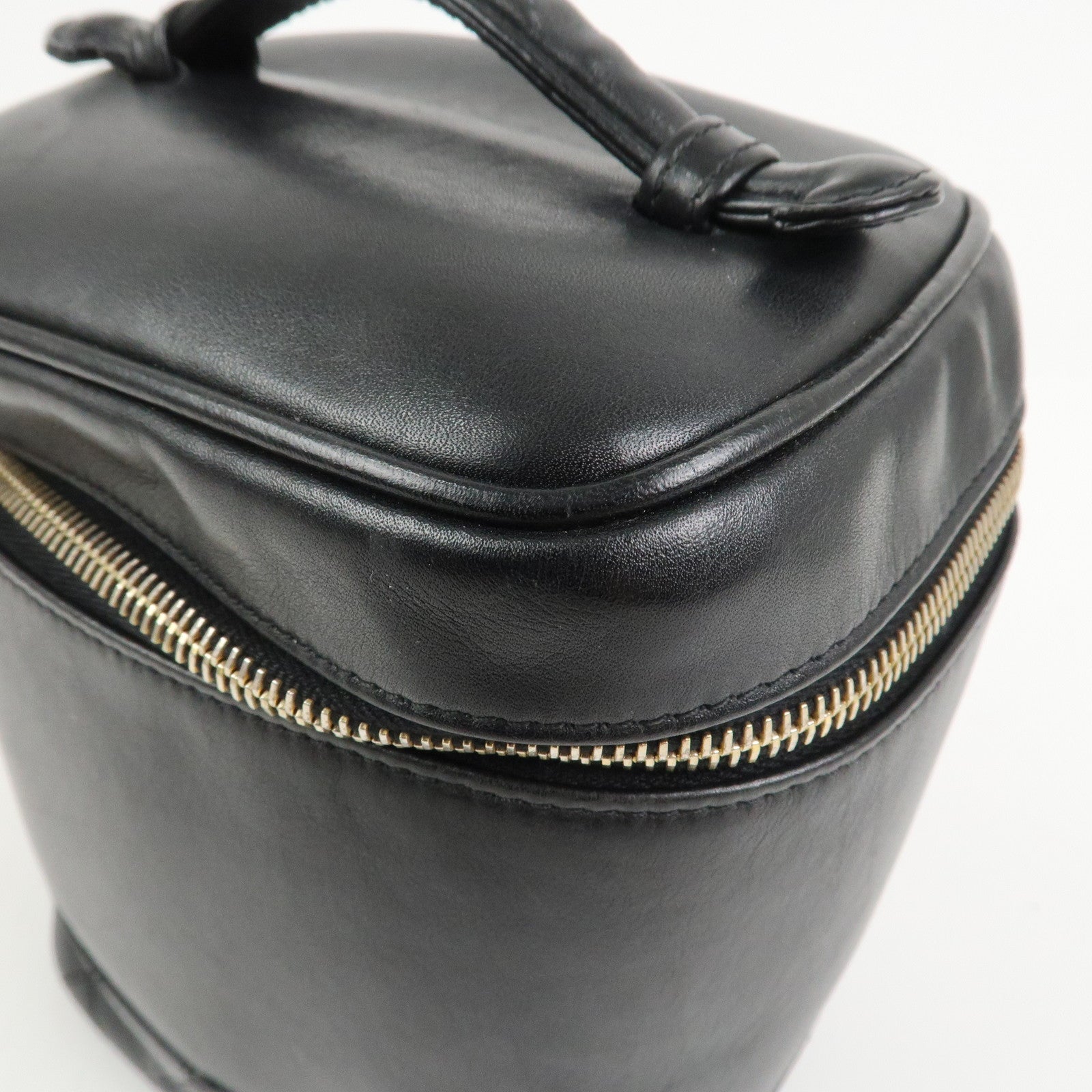 CHANEL Bicolore Lambskin Vanity Bag Hand Bag Black A01619