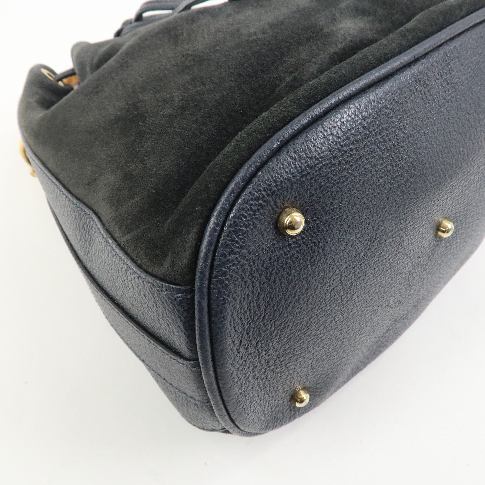 GUCCI Bamboo 2Way Bag Hand Bag Shoulder Bag Dark Navy 001繝ｻ2865