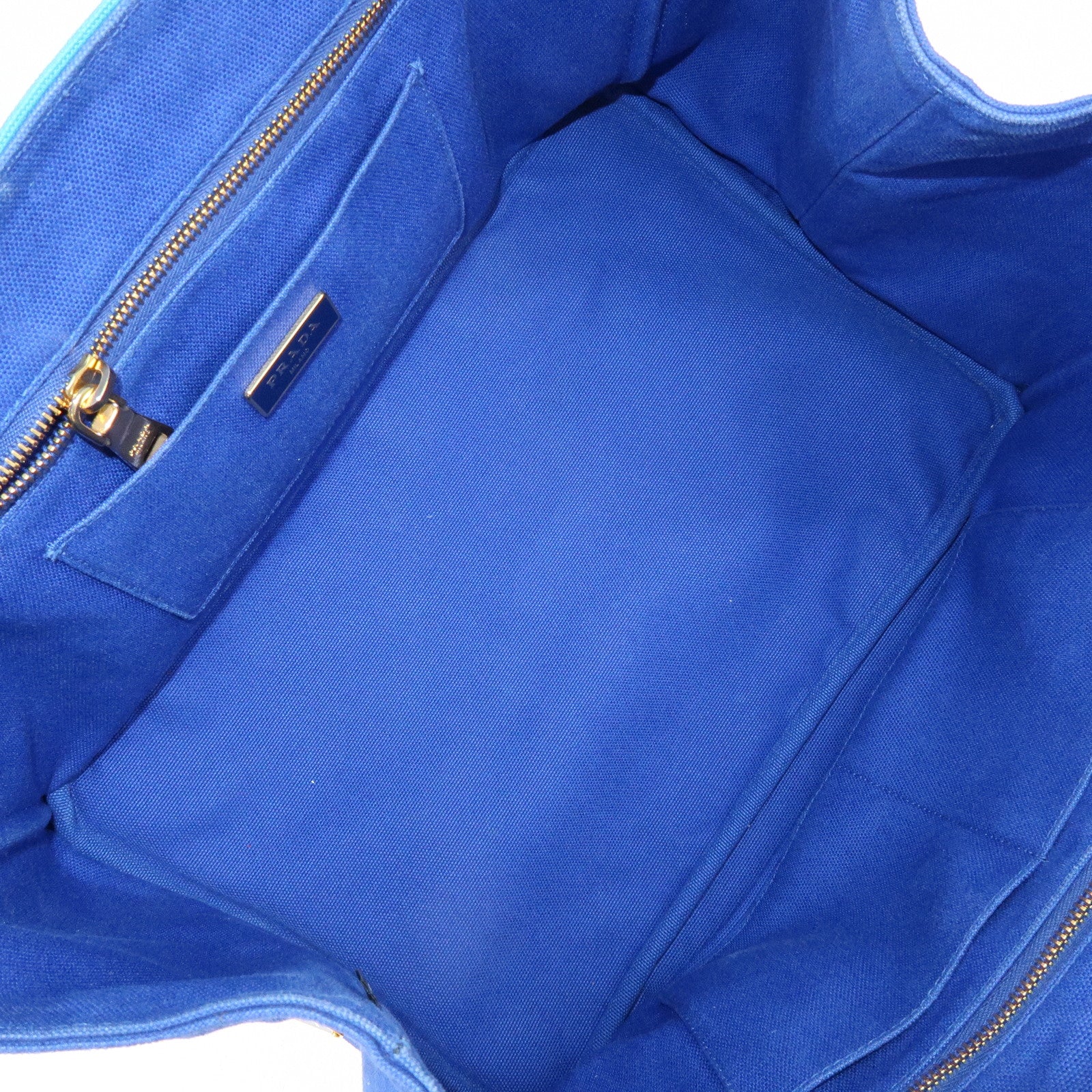 PRADA Triangle Logo Canapa Canvas 2Way Bag Tote Bag Blue BN2642