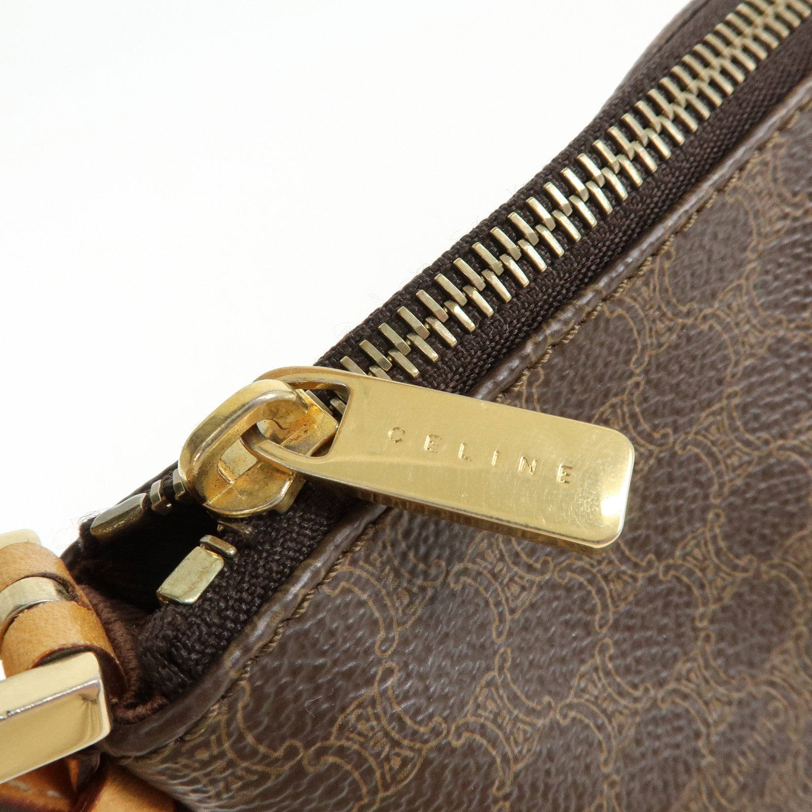 CELINE Macadam PVC Leather Shoulder Bag Hand Bag Brown