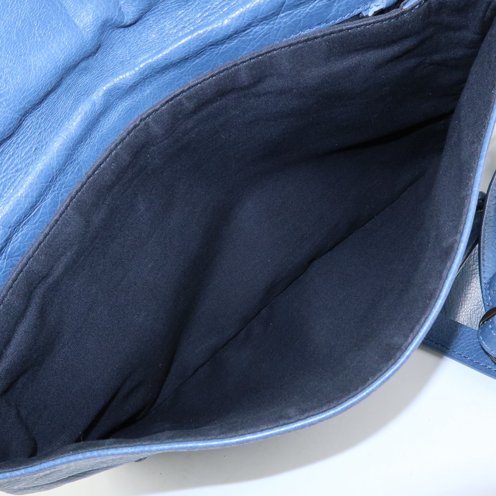 BALENCIAGA Classic Envelope Leather 2Way Shoulder Bag Blue 319376