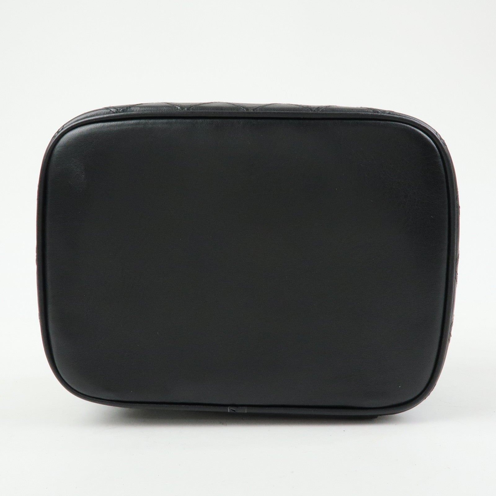 CHANEL Bicolore COCO Mark Lamb Skin Cosmetic Case Black A01618