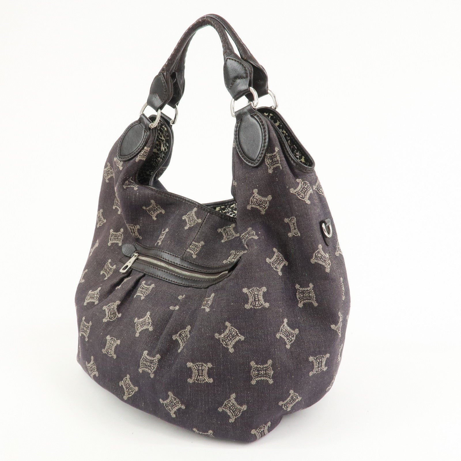 CELINE Macadam Denim Leather Shoulder Bag Hand Bag