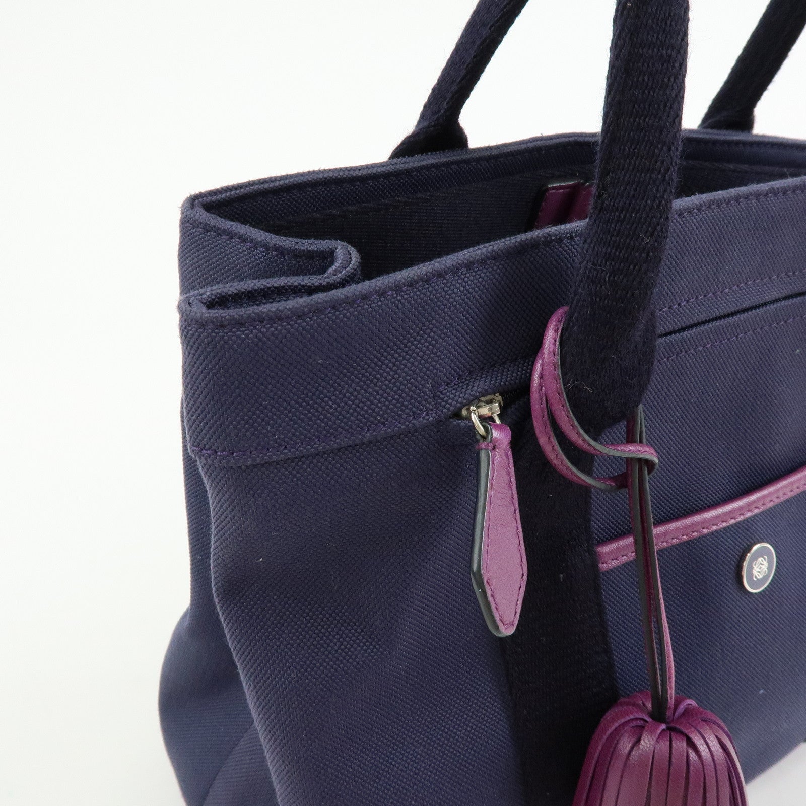 LOEWE Anagram Canvas 2Way Hand Bag Tote Bag Purple
