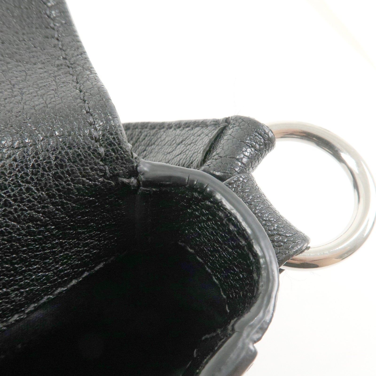 MIU MIU Madras Leather Shoulder Bag Black Silver RT0638