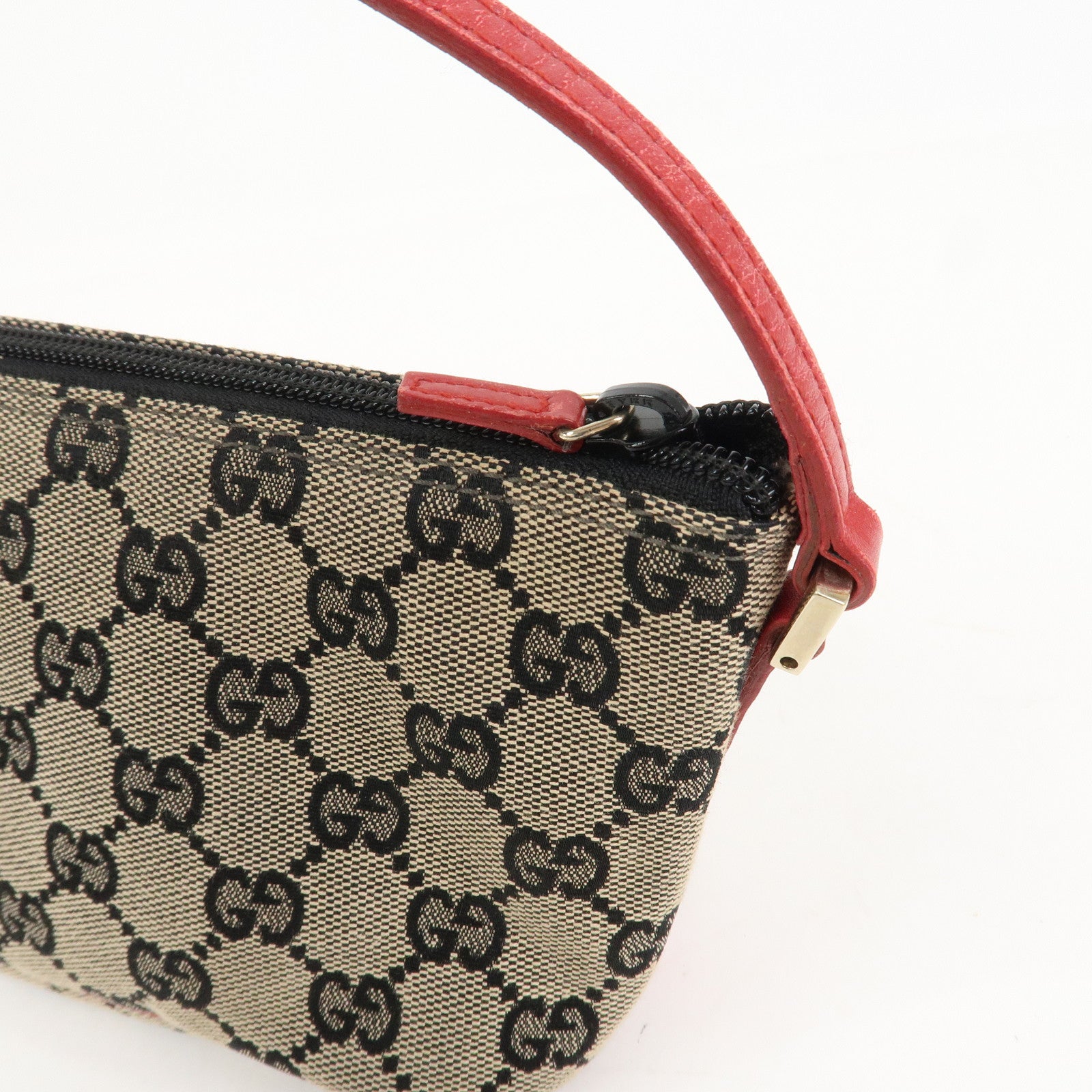 GUCCI GG Canvas Leather Accessory Pouch Hand Bag 039.1103