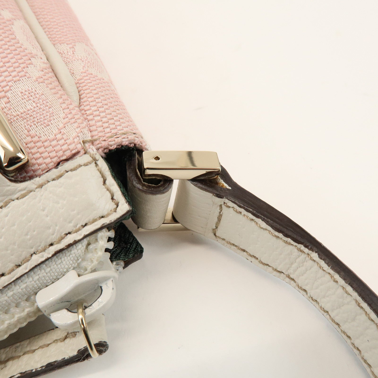 GUCCI Abbey GG Canvas Leather Accessory Pouch Hand Bag Pink 45750