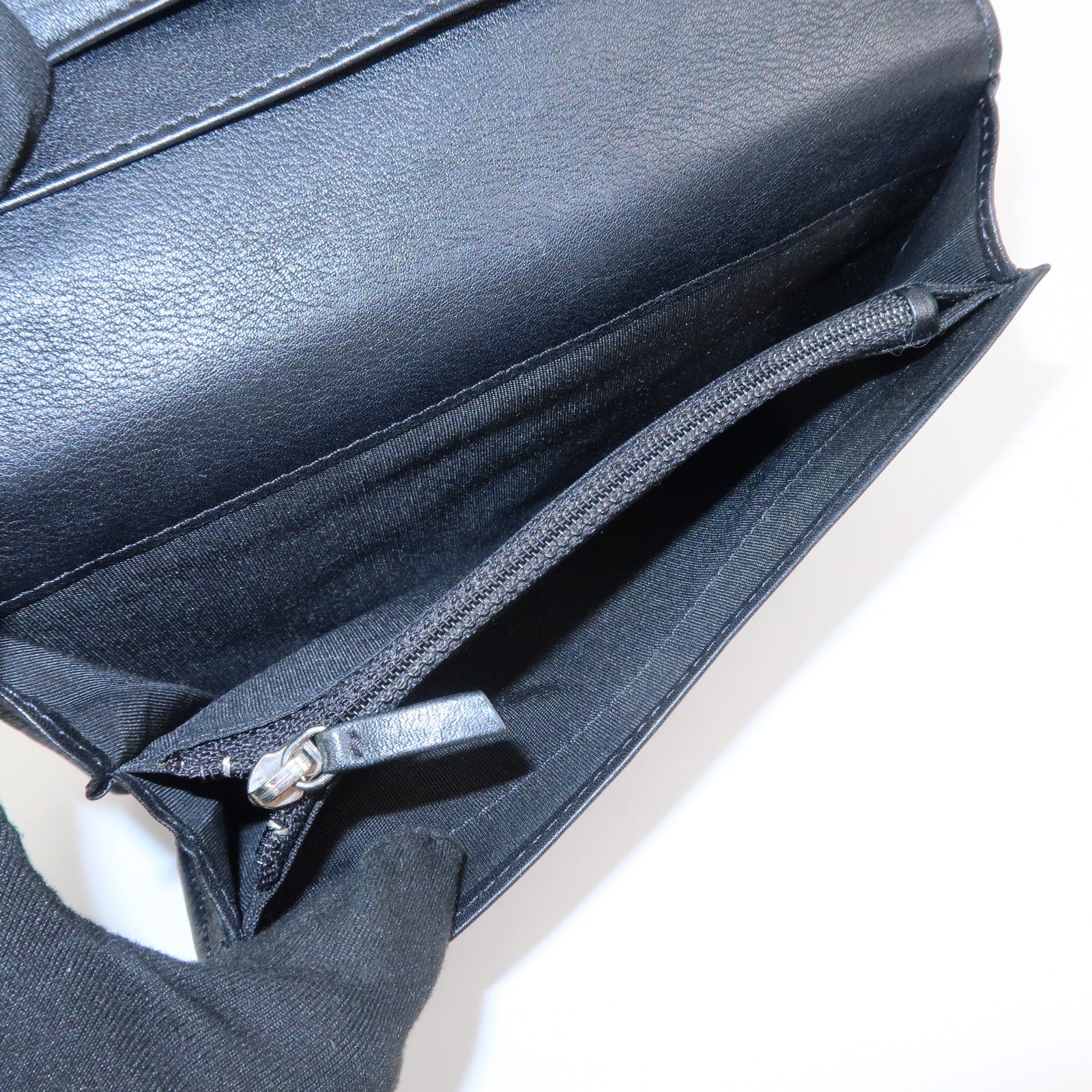 CHANEL COCO Mark Matelasse Patent Leather Long Wallet Black A48691