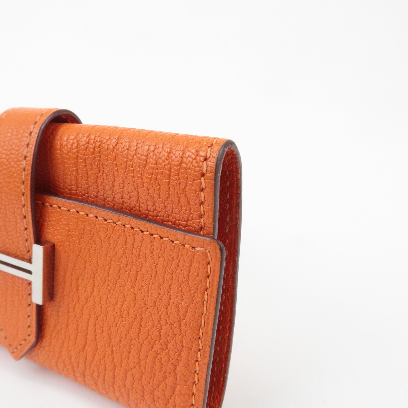 HERMES Shable Bean Leather 4 Rings Key Case I Stamped Orange