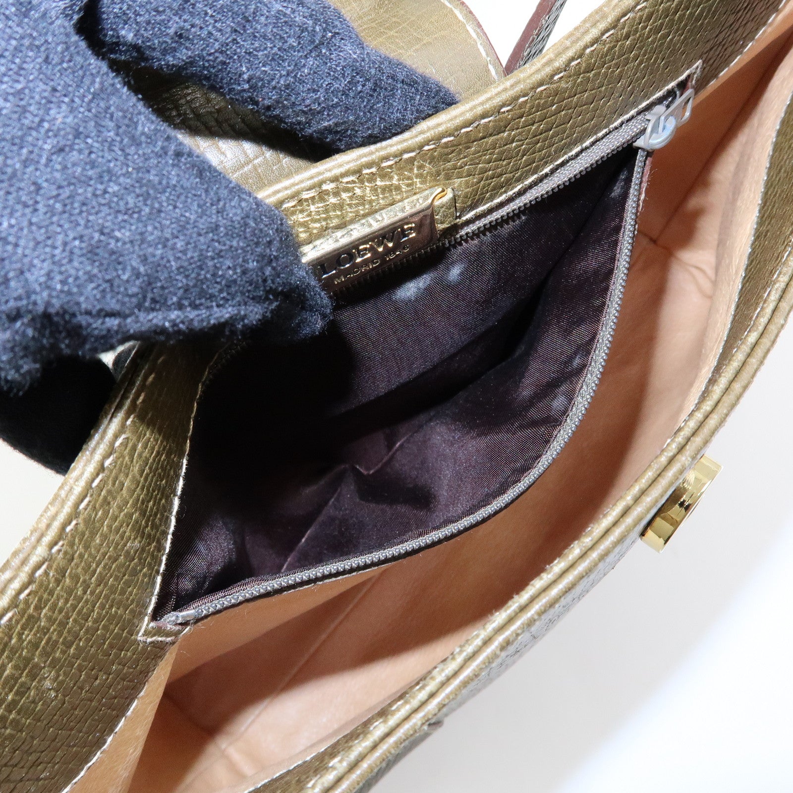 LOEWE Logo Leather Shoulder Bag Crossbody Bag Khaki Green
