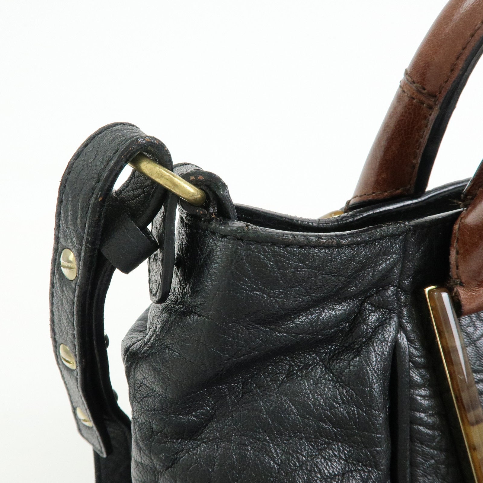 Chloe Etel Leather 2Way Bag Hand Bag Shoulder Bag Black