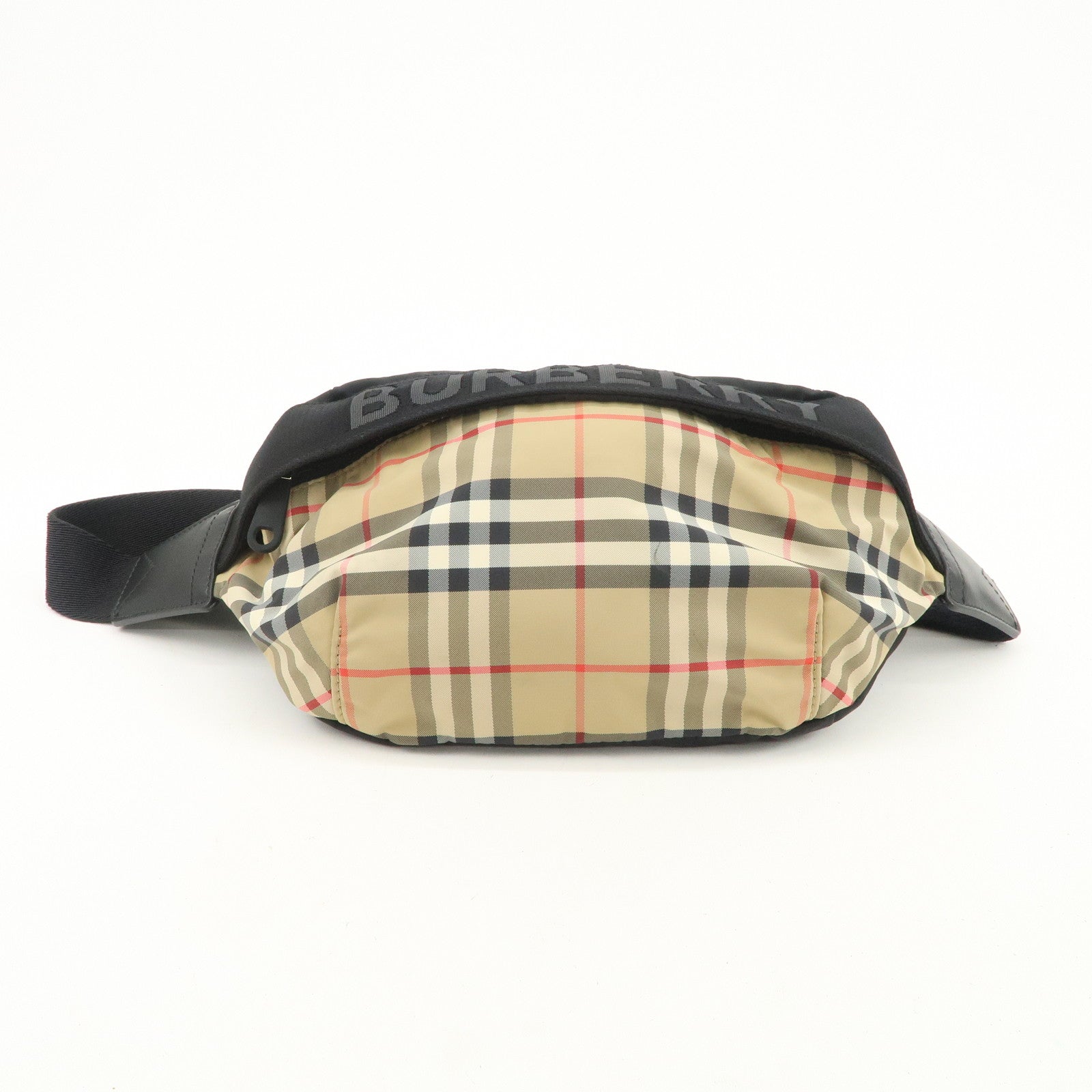 BURBERRY Nova Plaid Nylon Waist Bag Crossbody Bag Black Beige