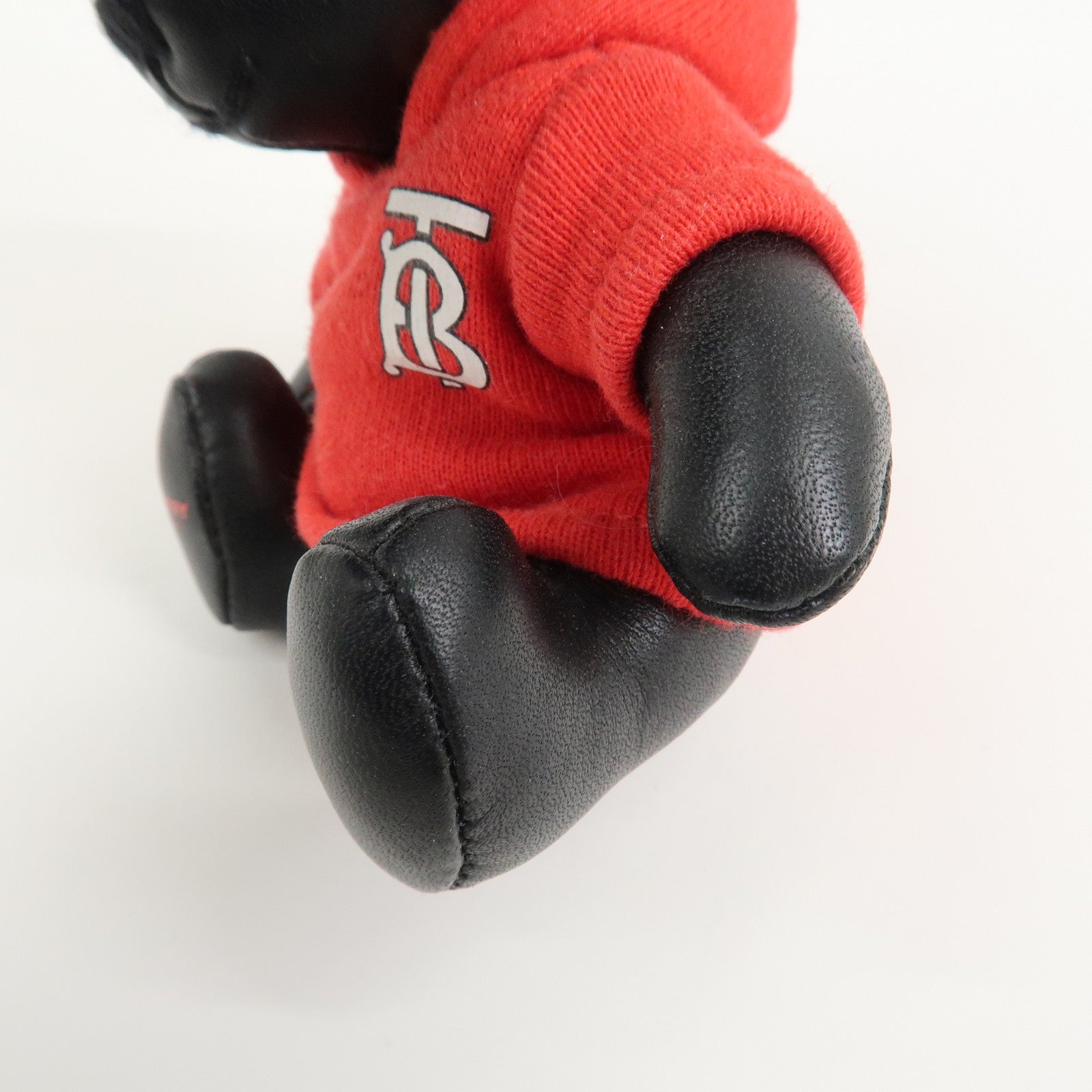 BURBERRY Thomas Bear Leather Bag Charm Key Holder Black Red