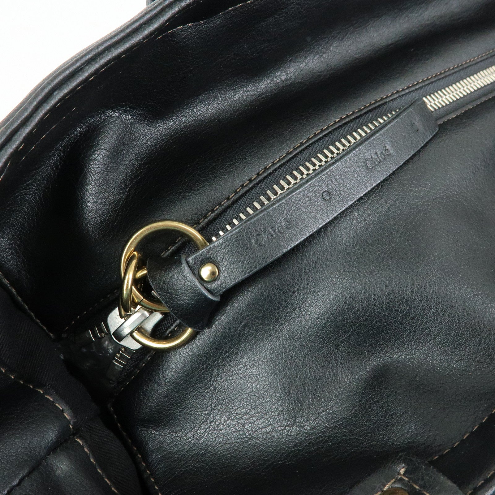 Chloe Eclipse Leather Tote Bag Shoulder Bag Hand Bag Black