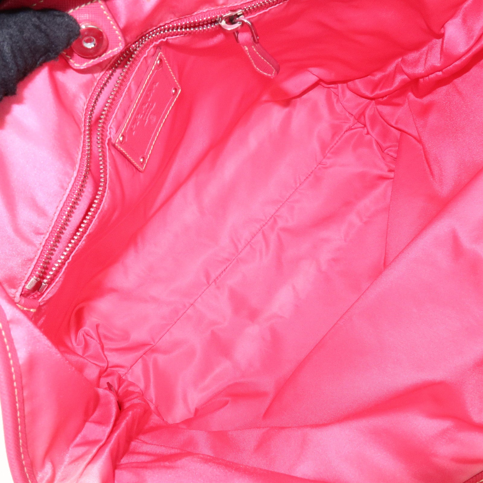 PRADA Nylon Saffiano Leather Tote Bag Orange Pink BR3924