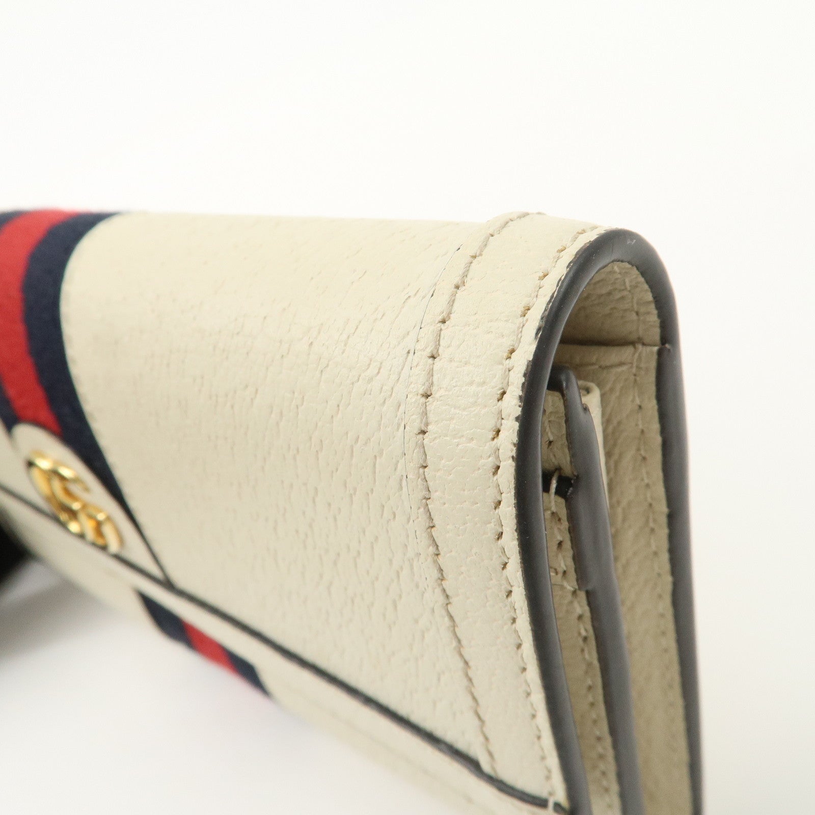 GUCCI Ophidia Sherry GG Marmont Leather Bi-fold Long Wallet Ivory 523153