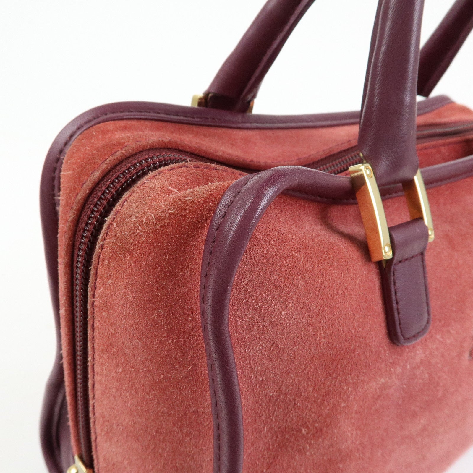 LOEWE Anagram Amazona 28 Suede Leather Hand Bag Red Bordeaux