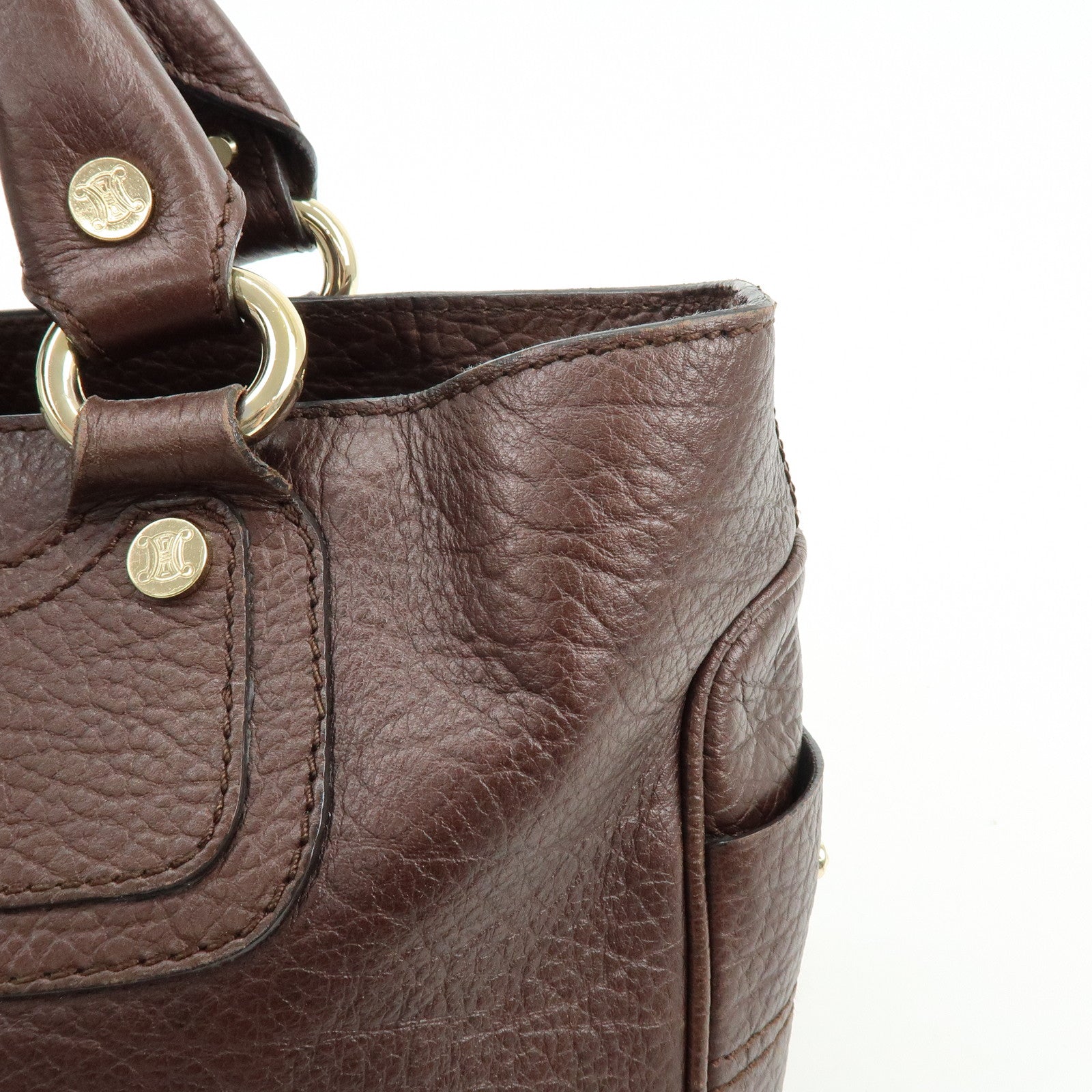 CELINE Macadam Leather Boogie Bag Hand Bag Burgundy