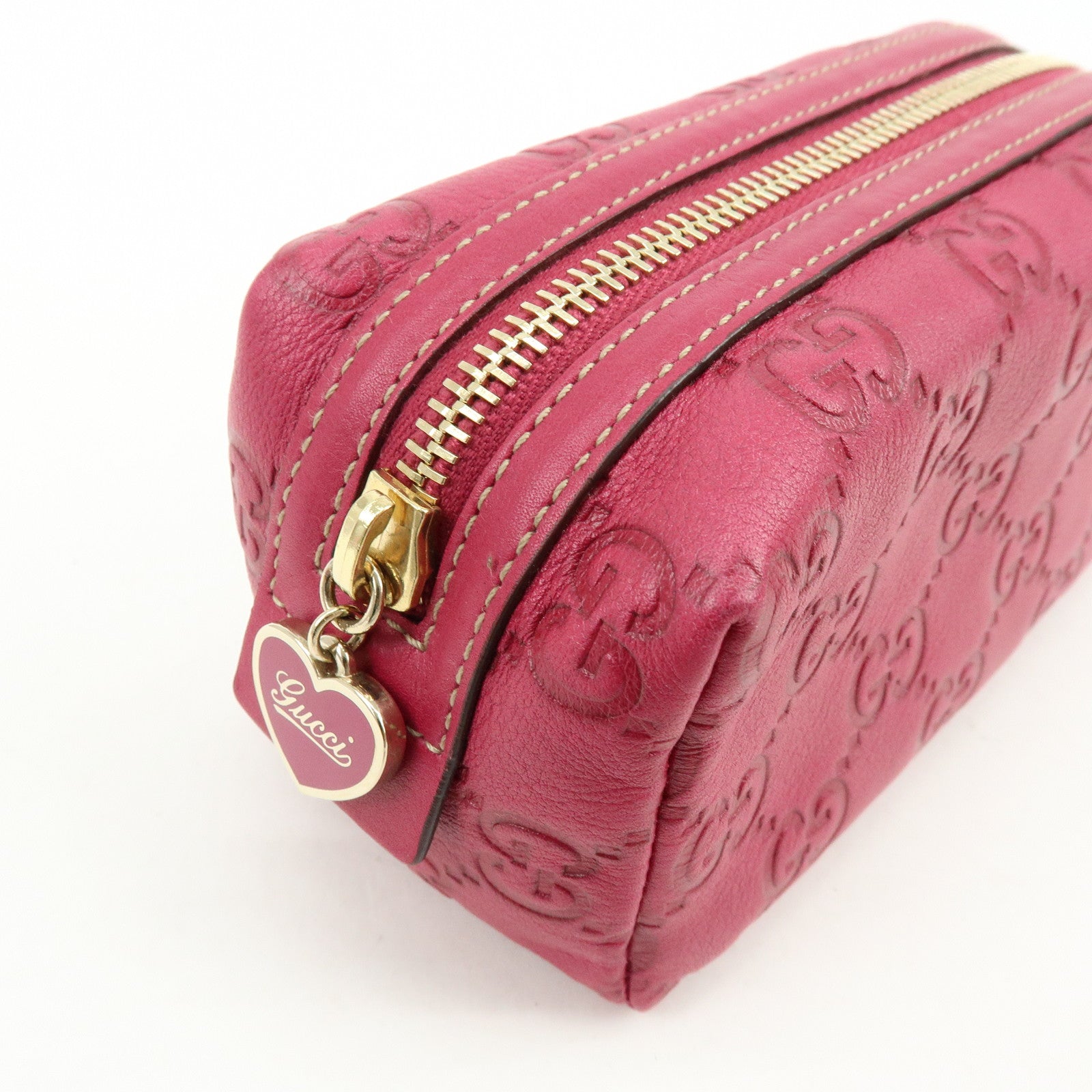 GUCCI Guccissima Leather Pouch Cosmetic Pouch Purse Pink 153228