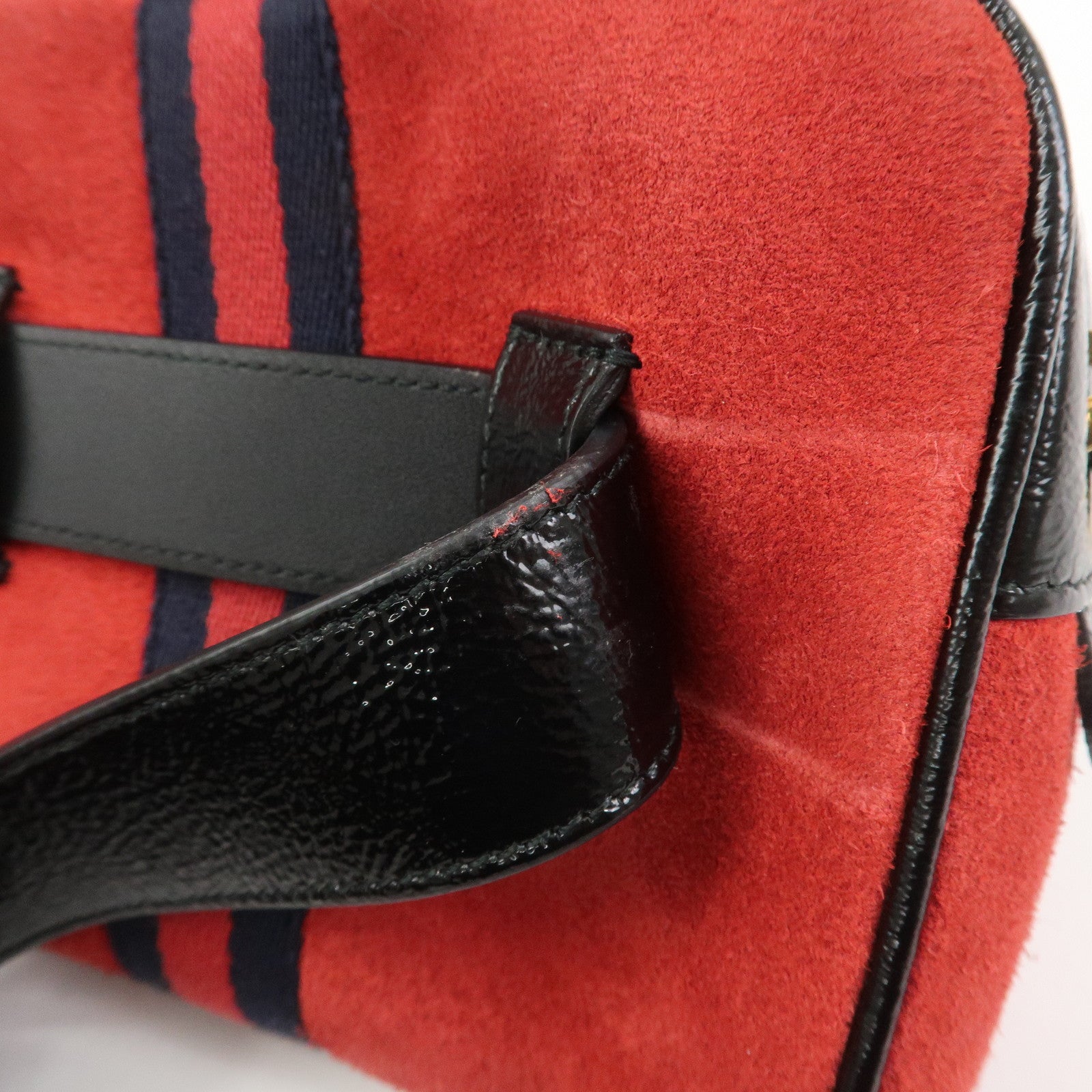 GUCCI Sherry GG Marmont Suede Waist Pouch Body Bag Red Black 517076