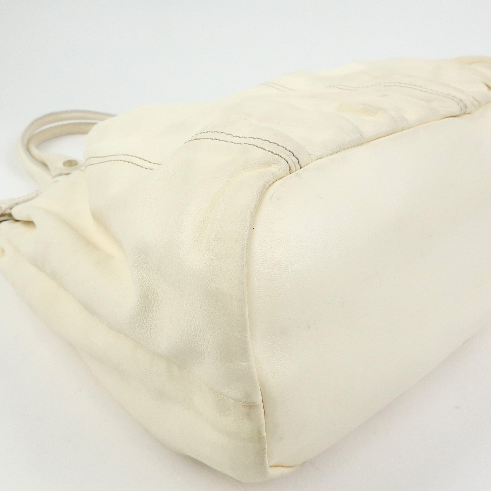 CELINE Leather Pillow Bag Tote Bag Shoulder Bag White