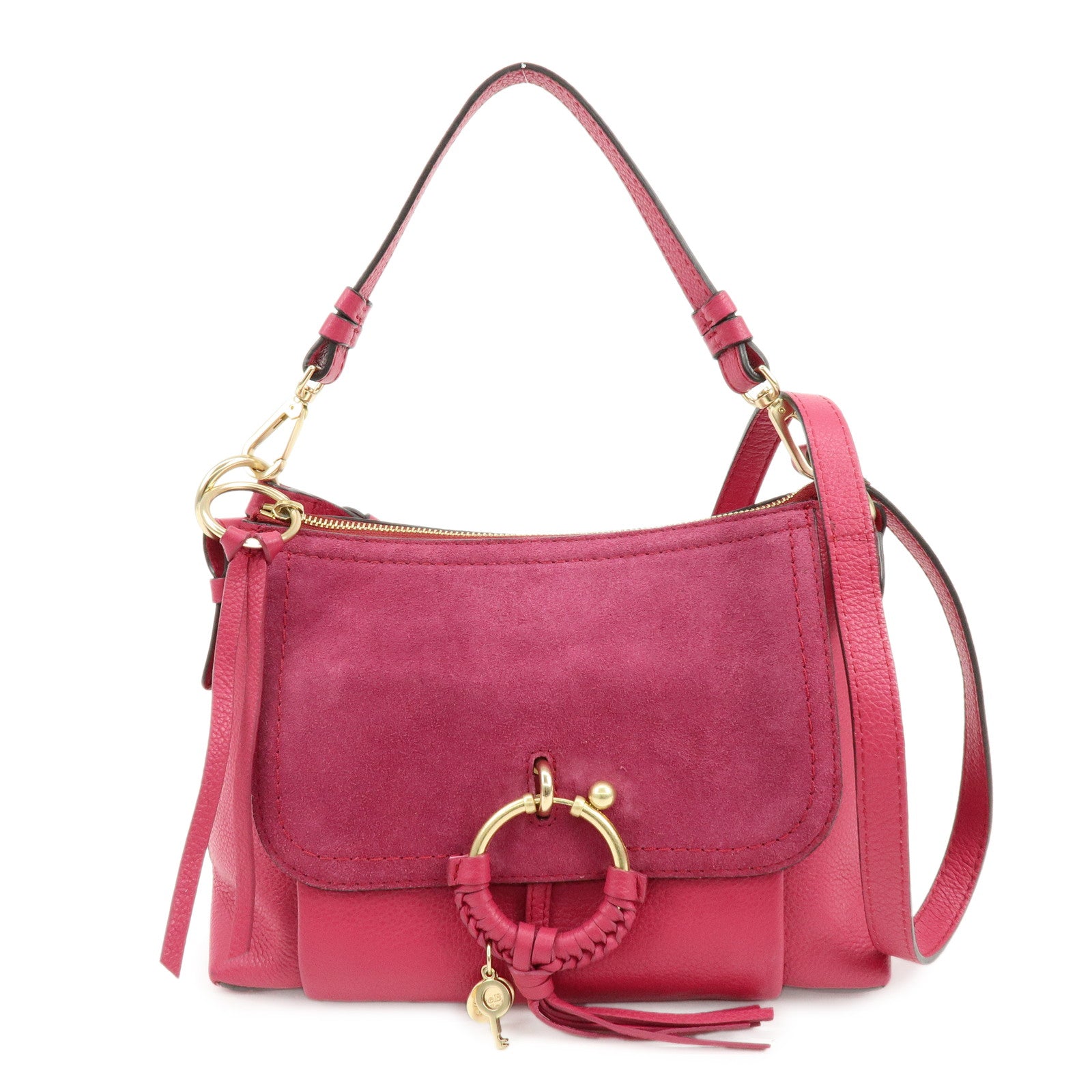 Chloe Joan Suede Leather Shoulder Bag Hand Bag Pink
