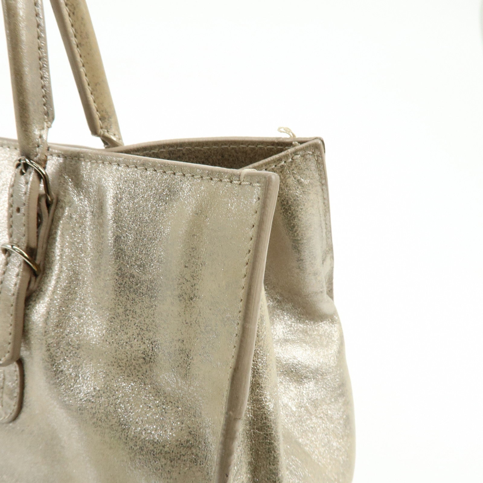 BALENCIAGA The Paper Leather Tote Bag Hand Bag Silver 255412