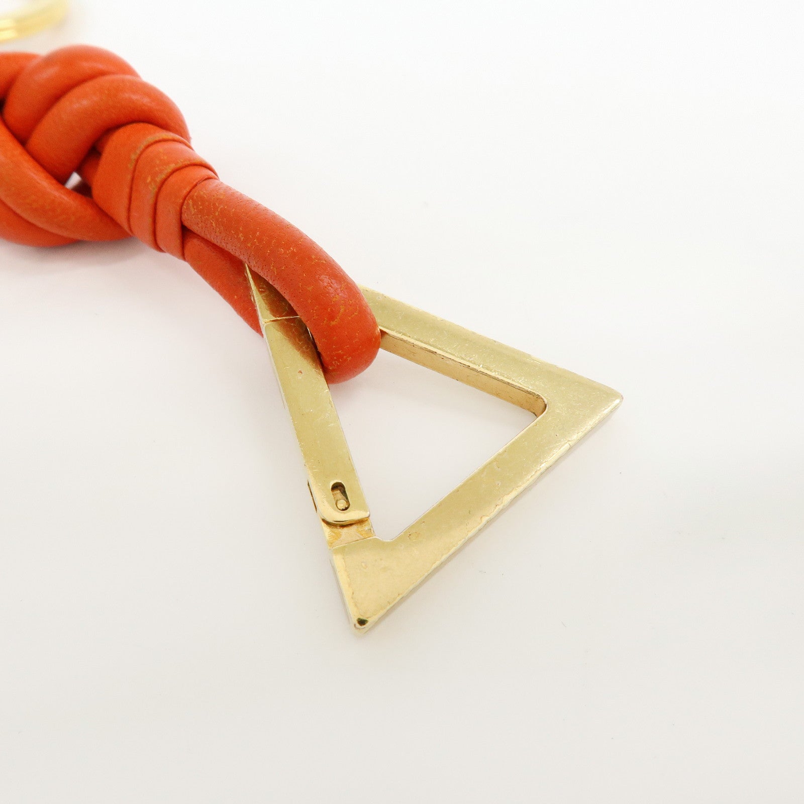BOTTEGA VENETA Leather Metal Bag Charm Orange Gold