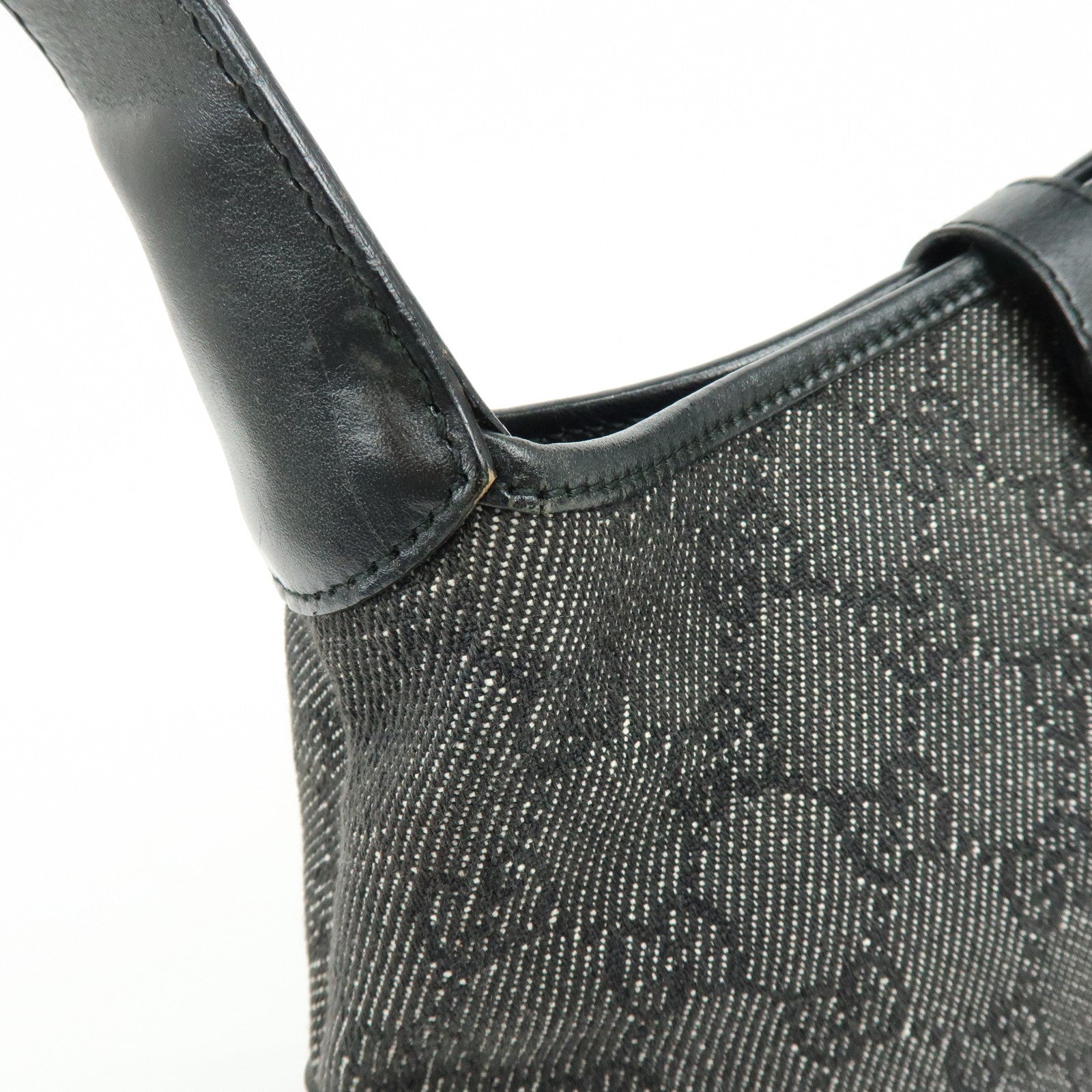 GUCCI Jackie GG Canvas Leather Shoulder Bag Hand Bag Black 01147