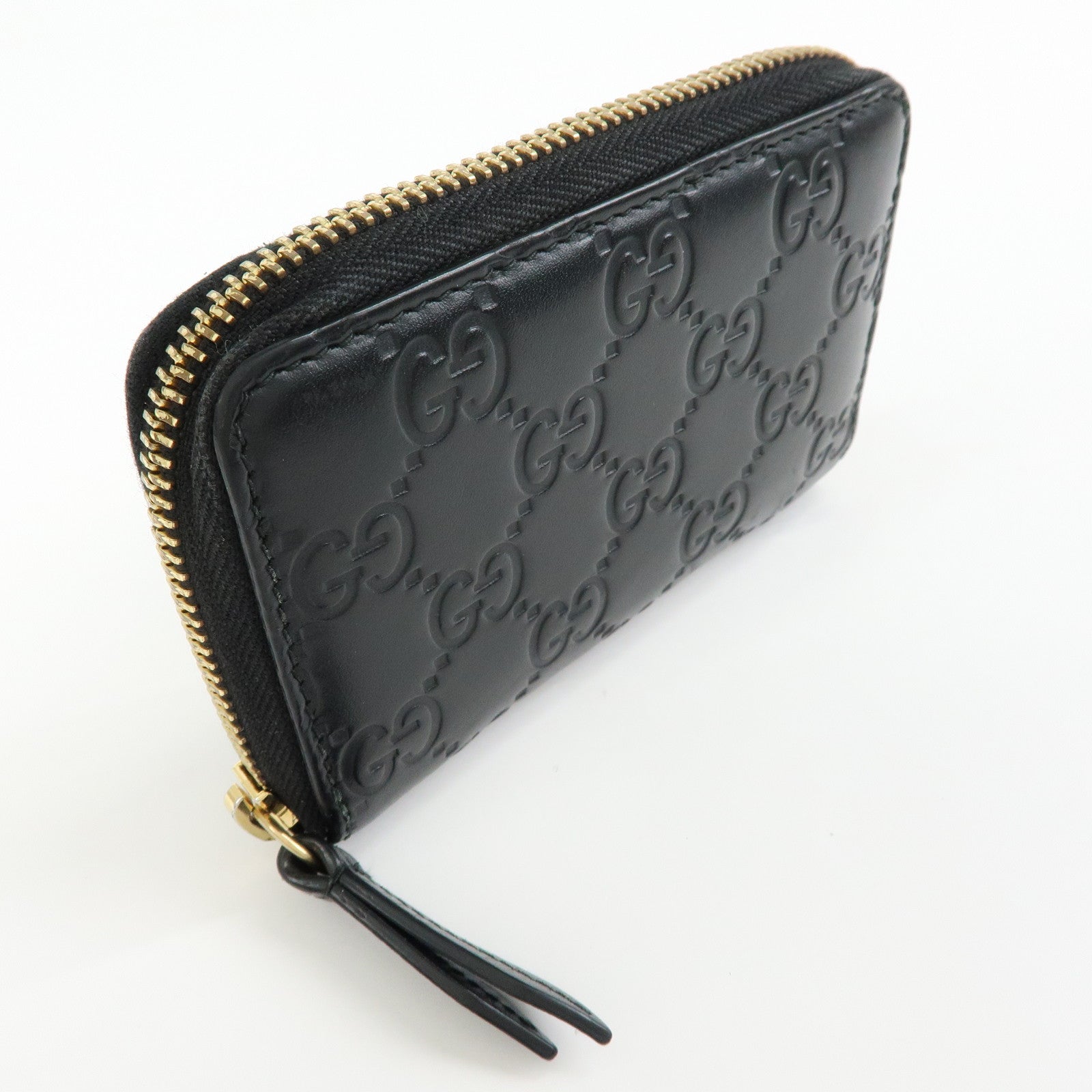 GUCCI Guccissima Leather Zip Around Coin Case Card Holder 447939