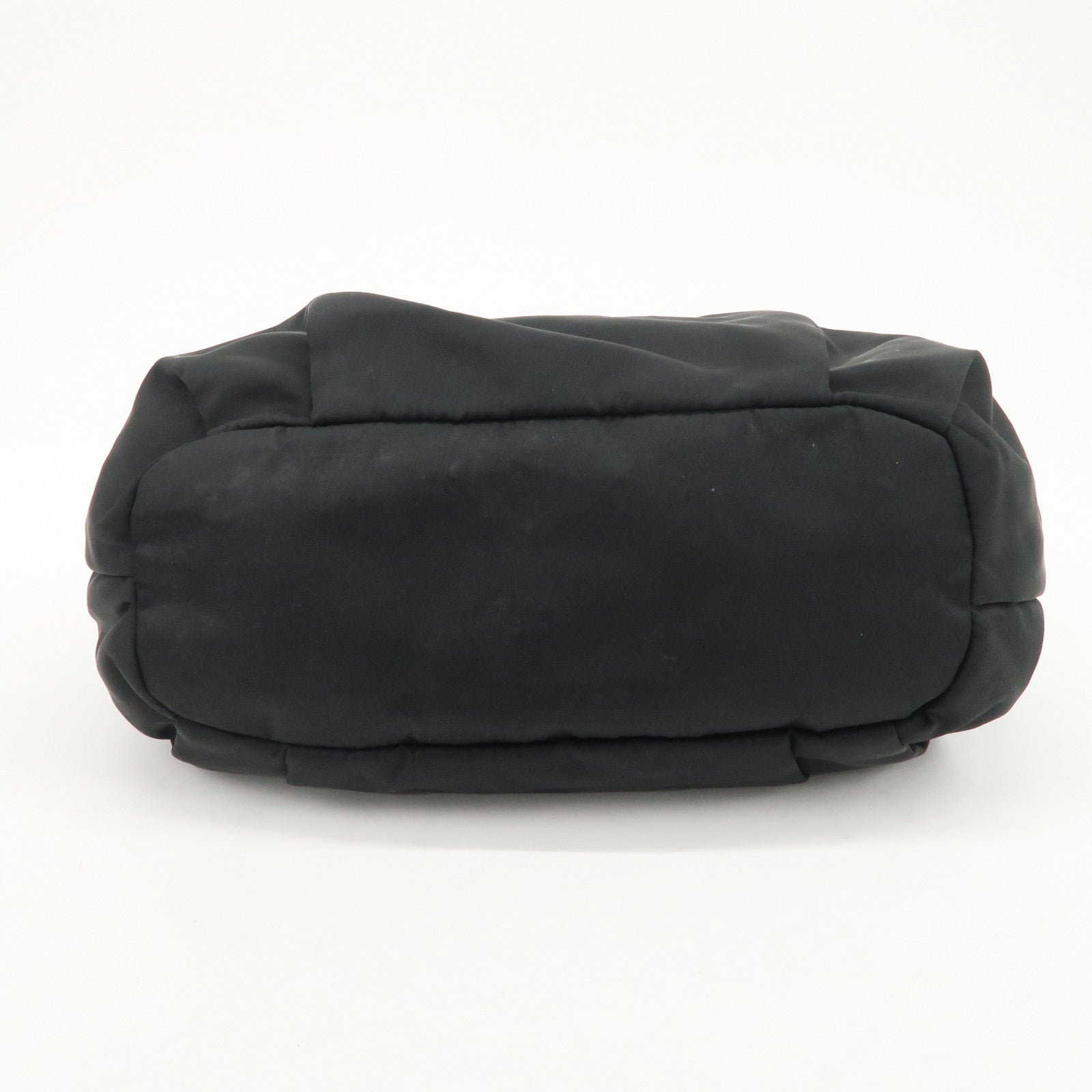 PRADA Nylon Leather Gathered Ribbon Shoulder Bag Hand Bag BR4237