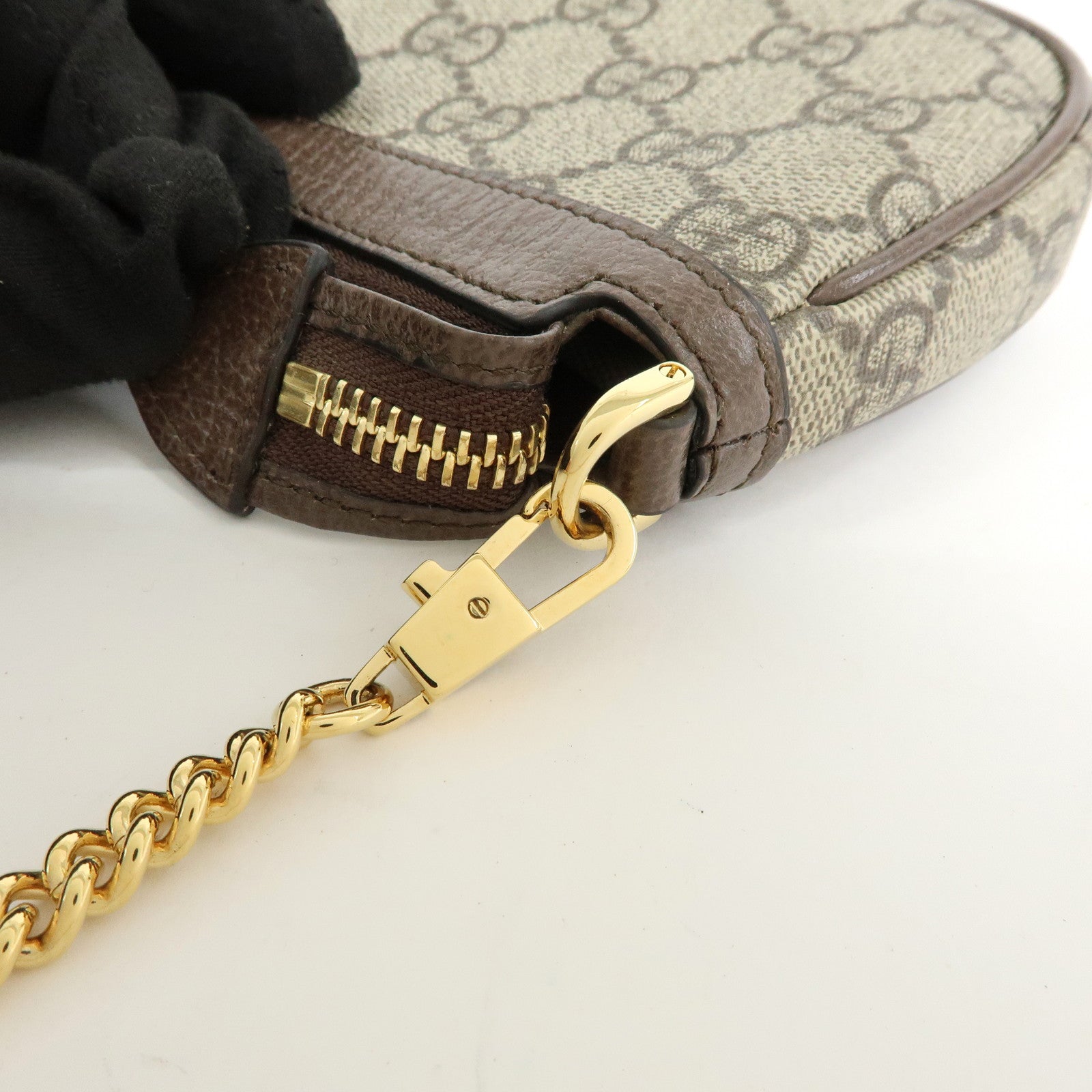 GUCCI Ophidia GG Supreme Leather Chain Pouch Hand Bag Brown 764960