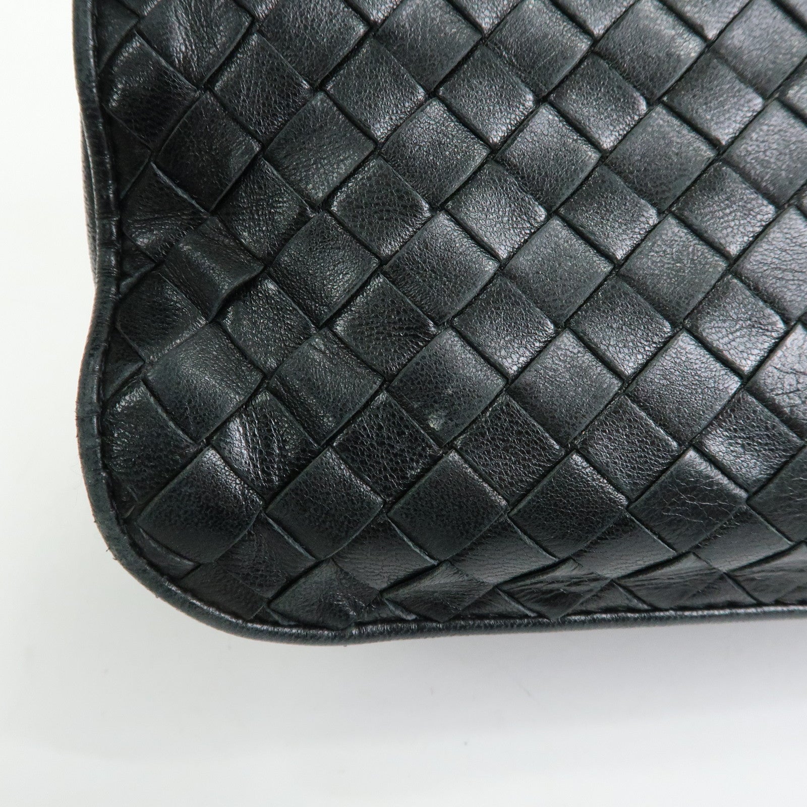 BOTTEGA VENETA Intrecciato Leather Shoulder Bag Hand Bag Black